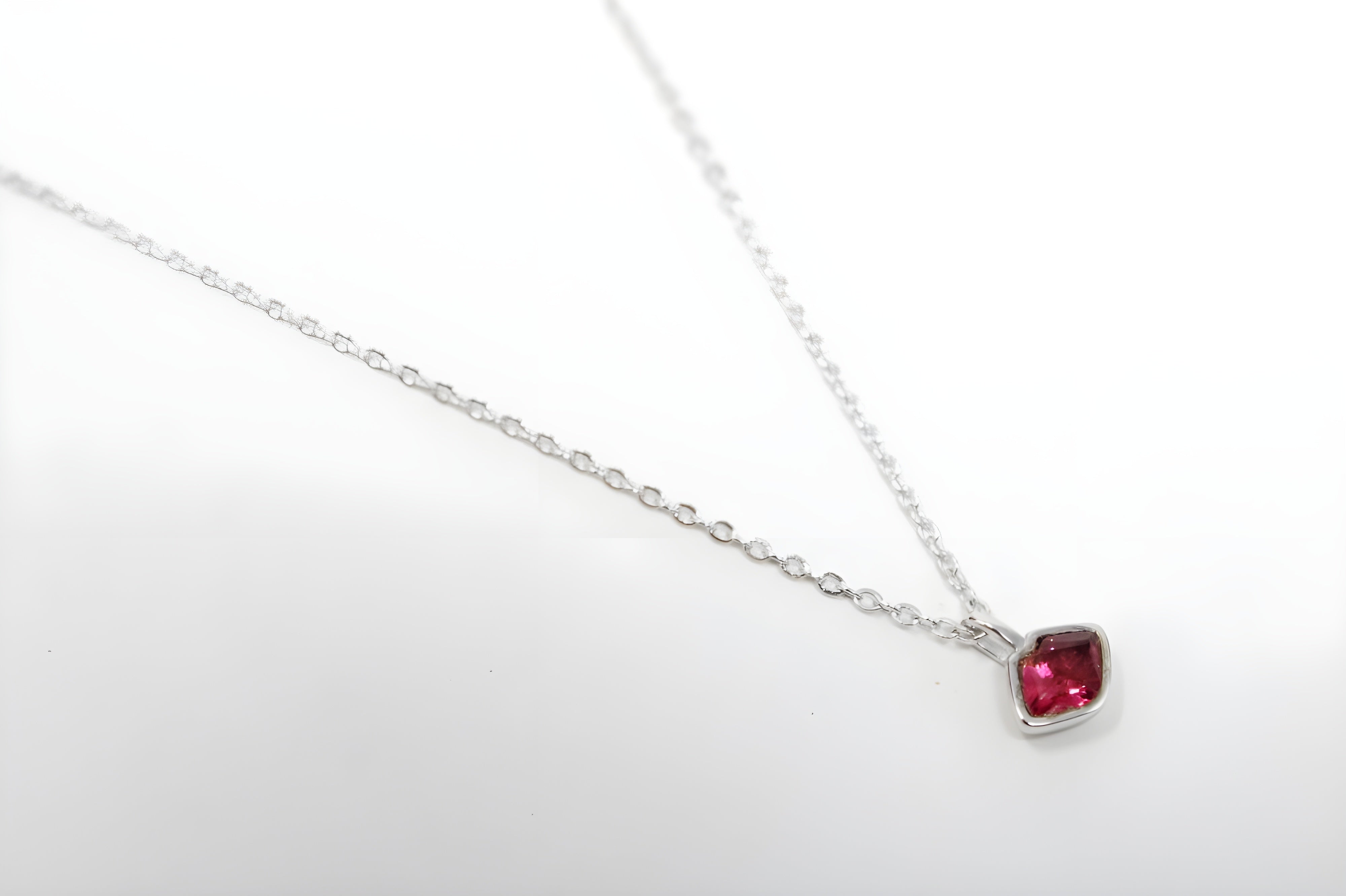 Elegant Ruby VeeLux Crystal Pendant in Sterling Silver