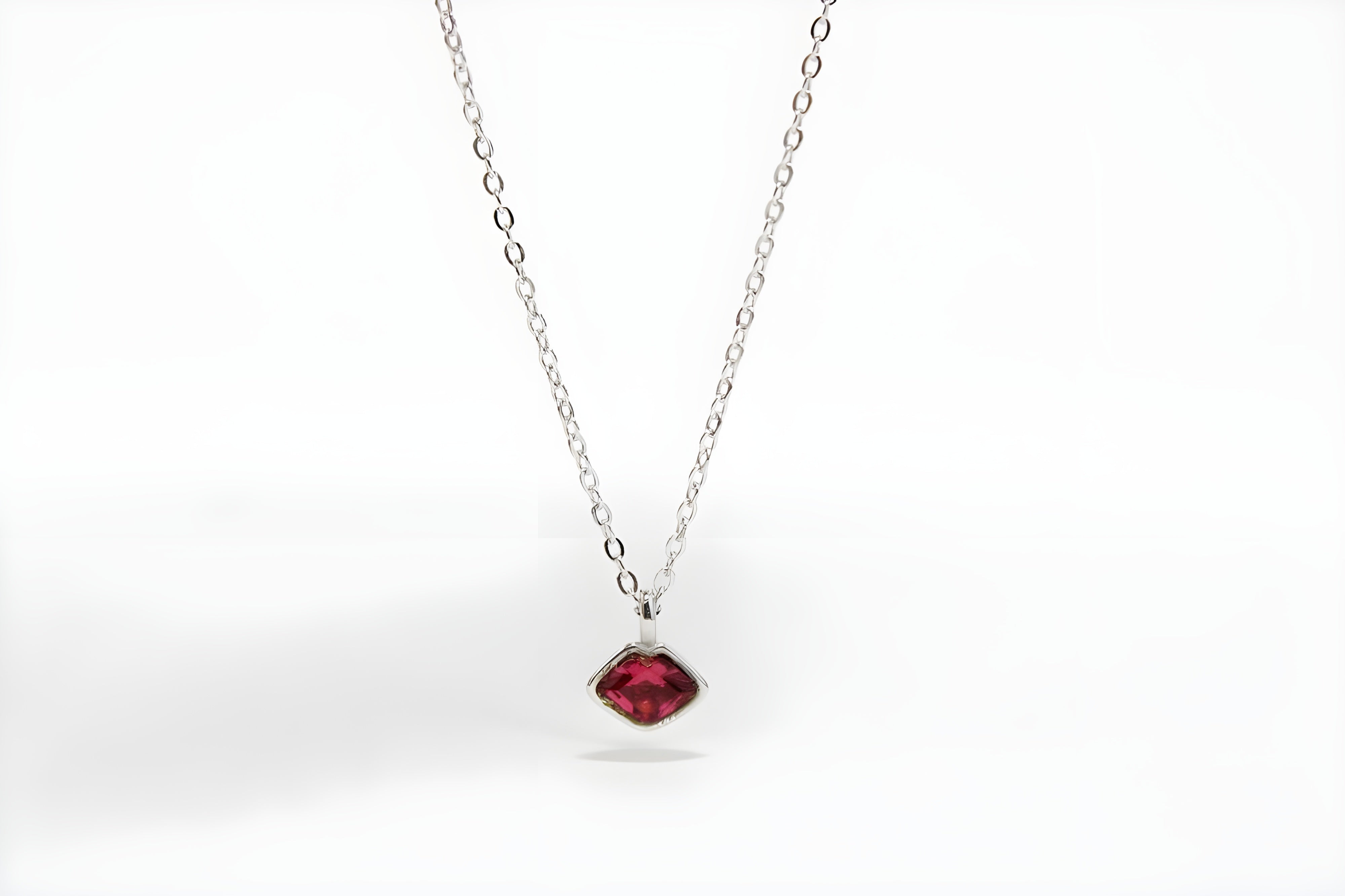 Elegant Ruby VeeLux Crystal Pendant in Sterling Silver