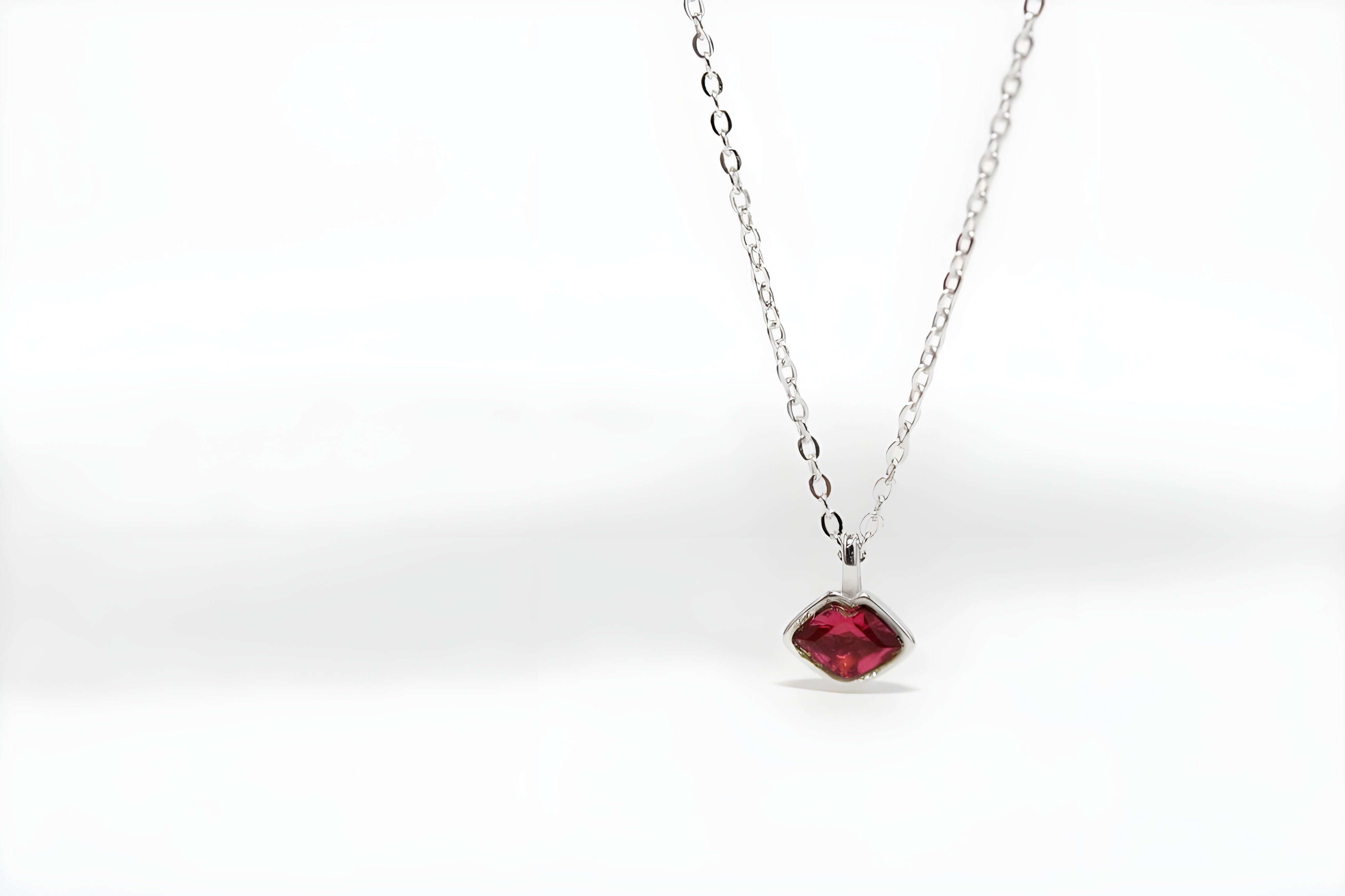 Elegant Ruby VeeLux Crystal Pendant in Sterling Silver