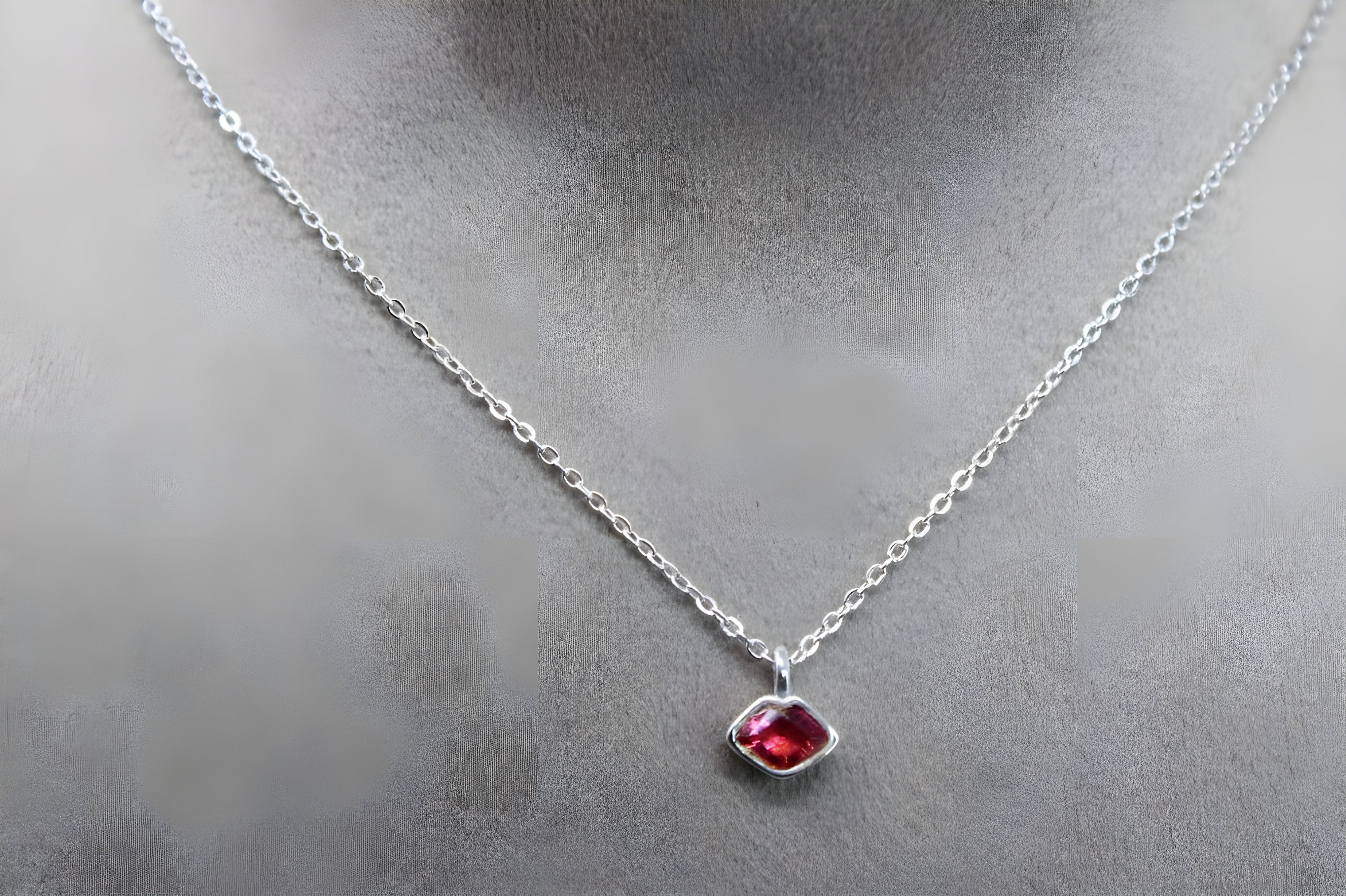 Elegant Ruby VeeLux Crystal Pendant in Sterling Silver