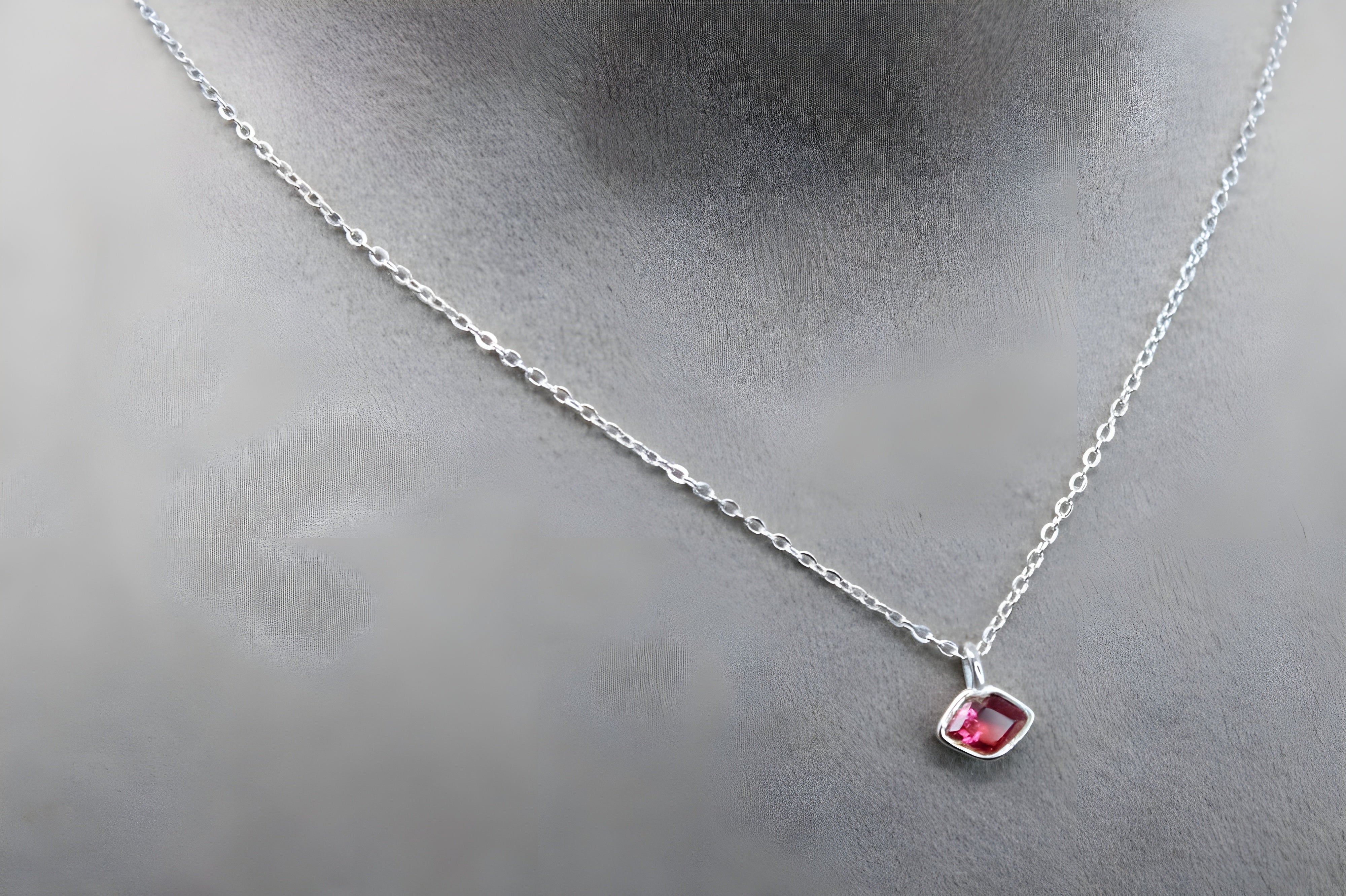 Elegant Ruby VeeLux Crystal Pendant in Sterling Silver