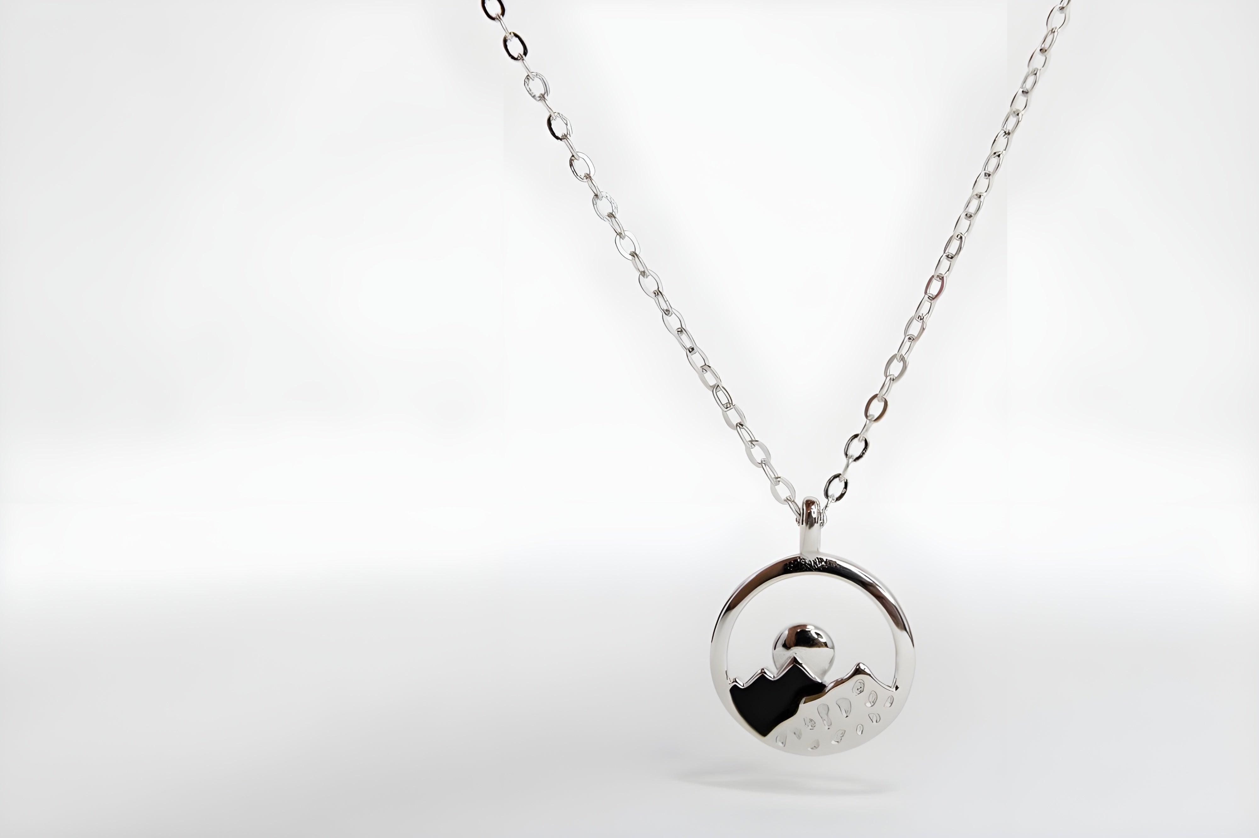 Serene Night Sky Mountain Pendant in Sterling Silver