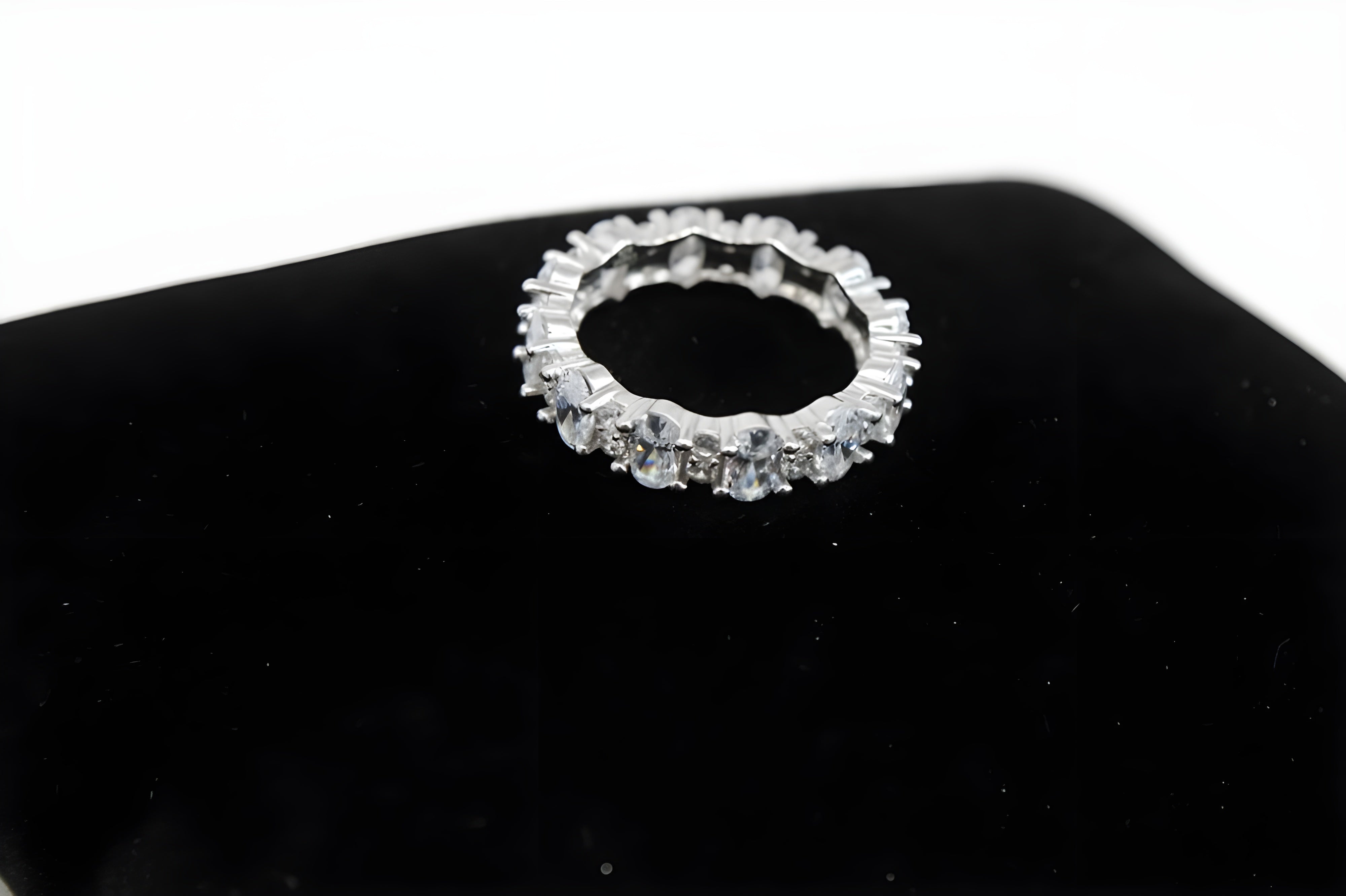 Diamond Brilliance Sterling Silver Swarovski Crystal Border Ring