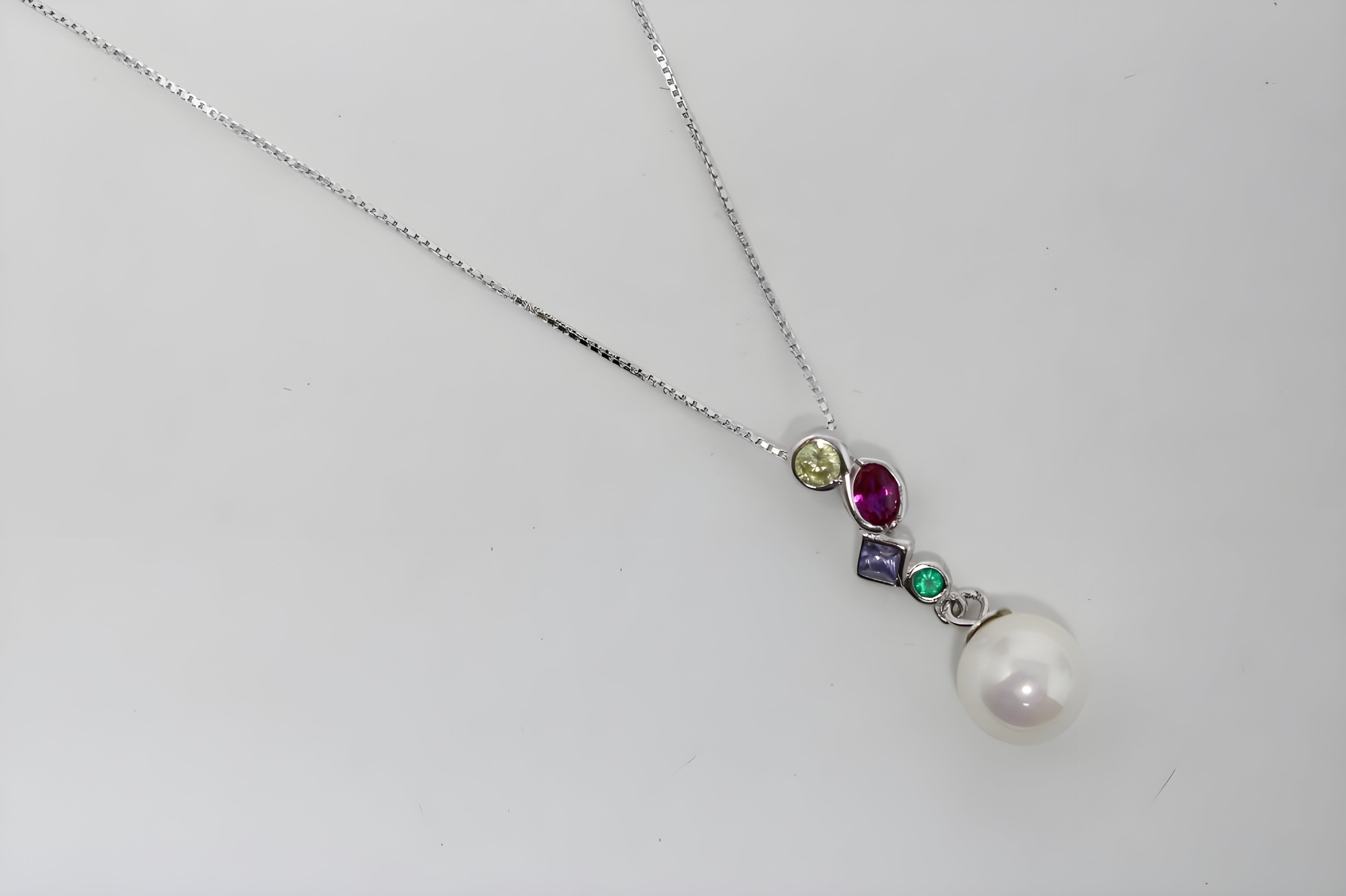 Lustrous Pearl Rainbow Cascade Necklace by VeeLux