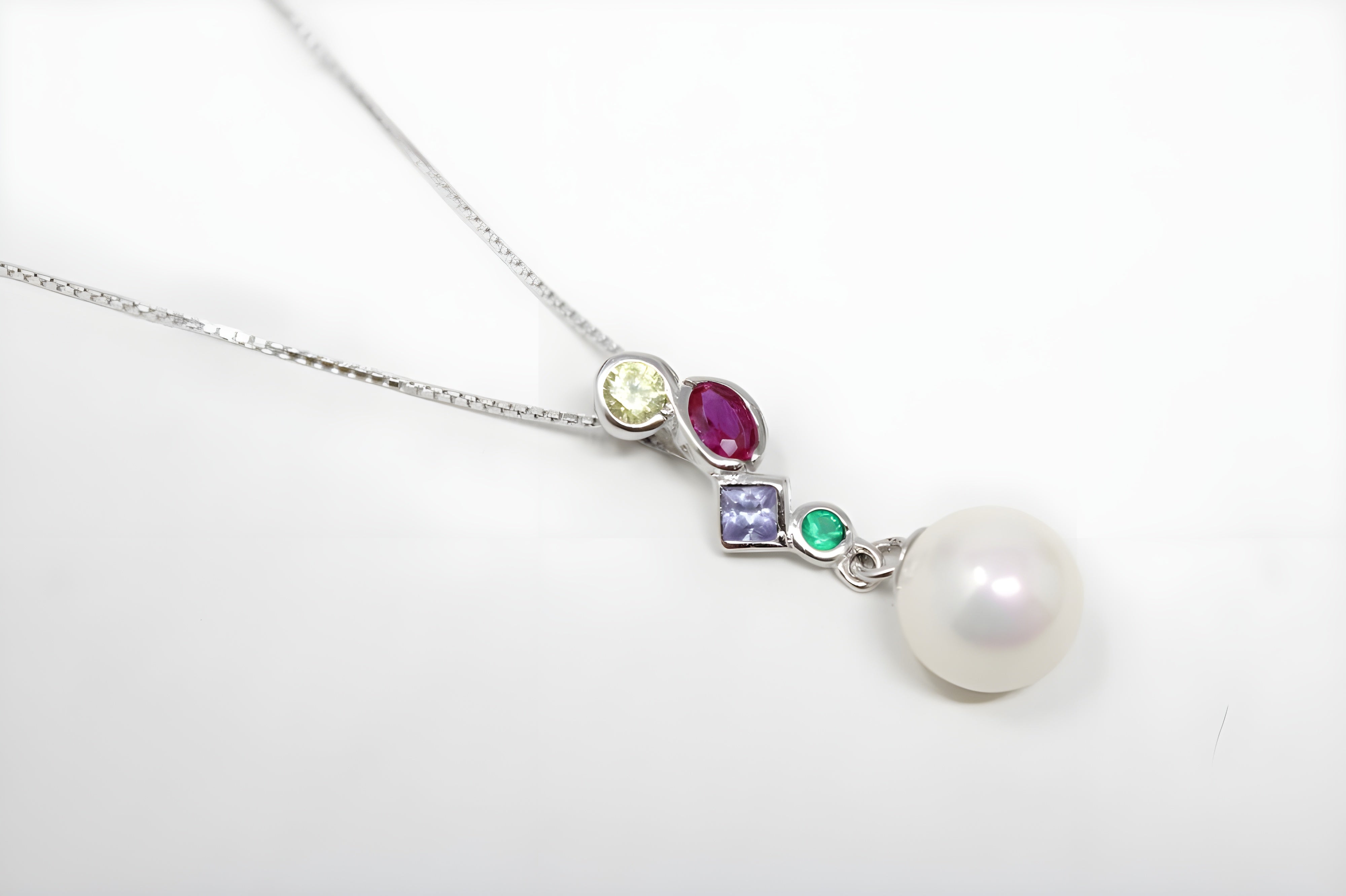 Lustrous Pearl Rainbow Cascade Necklace by VeeLux