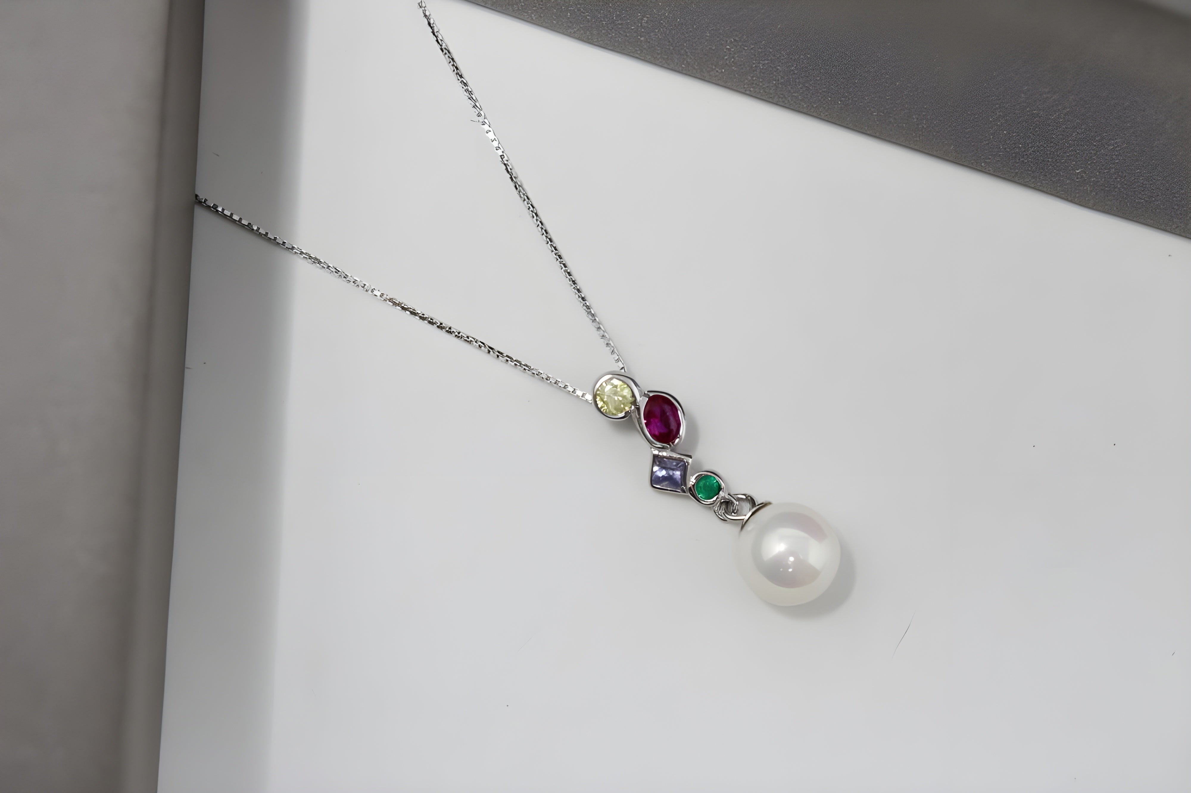 Lustrous Pearl Rainbow Cascade Necklace by VeeLux