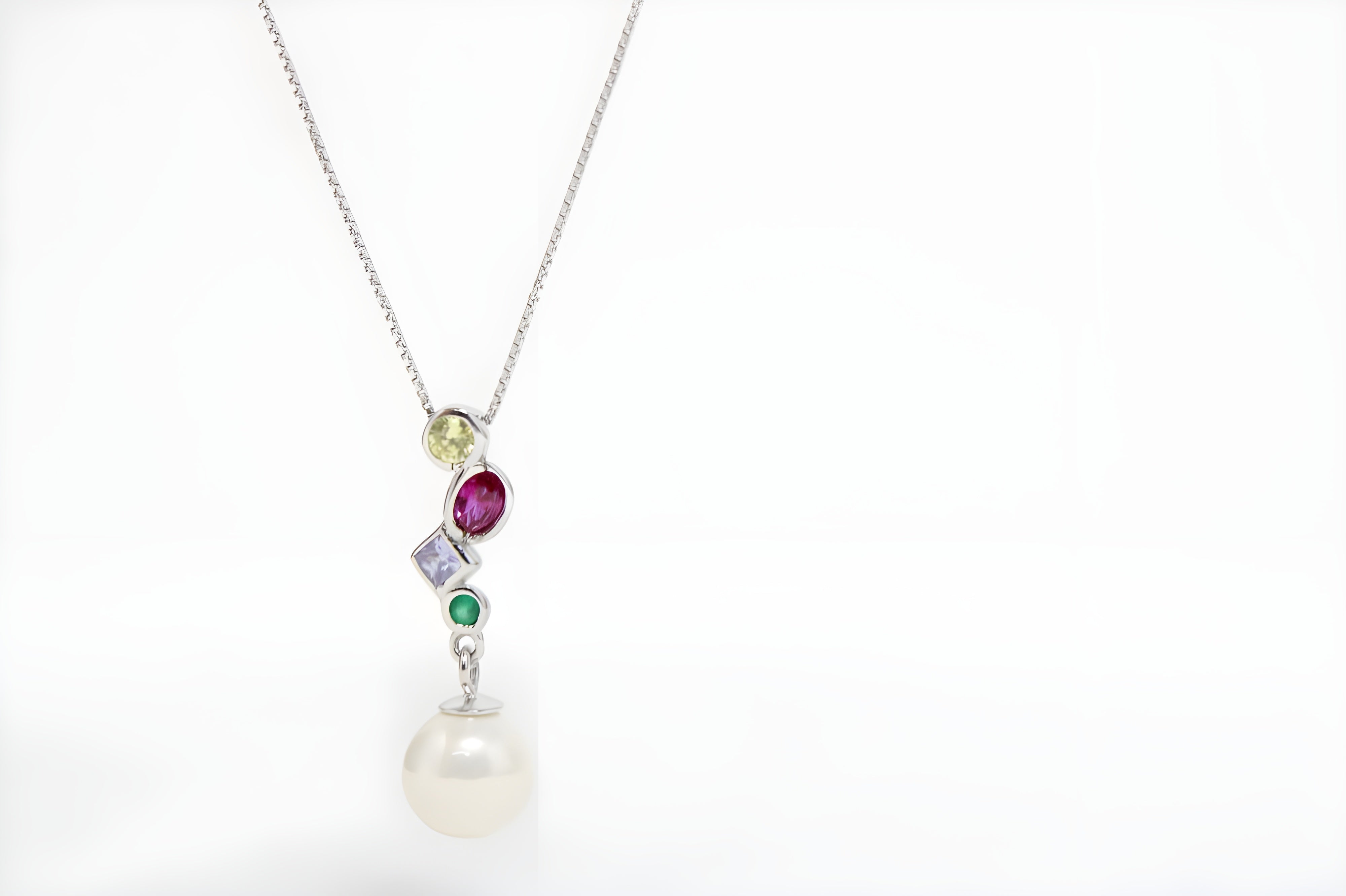 Lustrous Pearl Rainbow Cascade Necklace by VeeLux