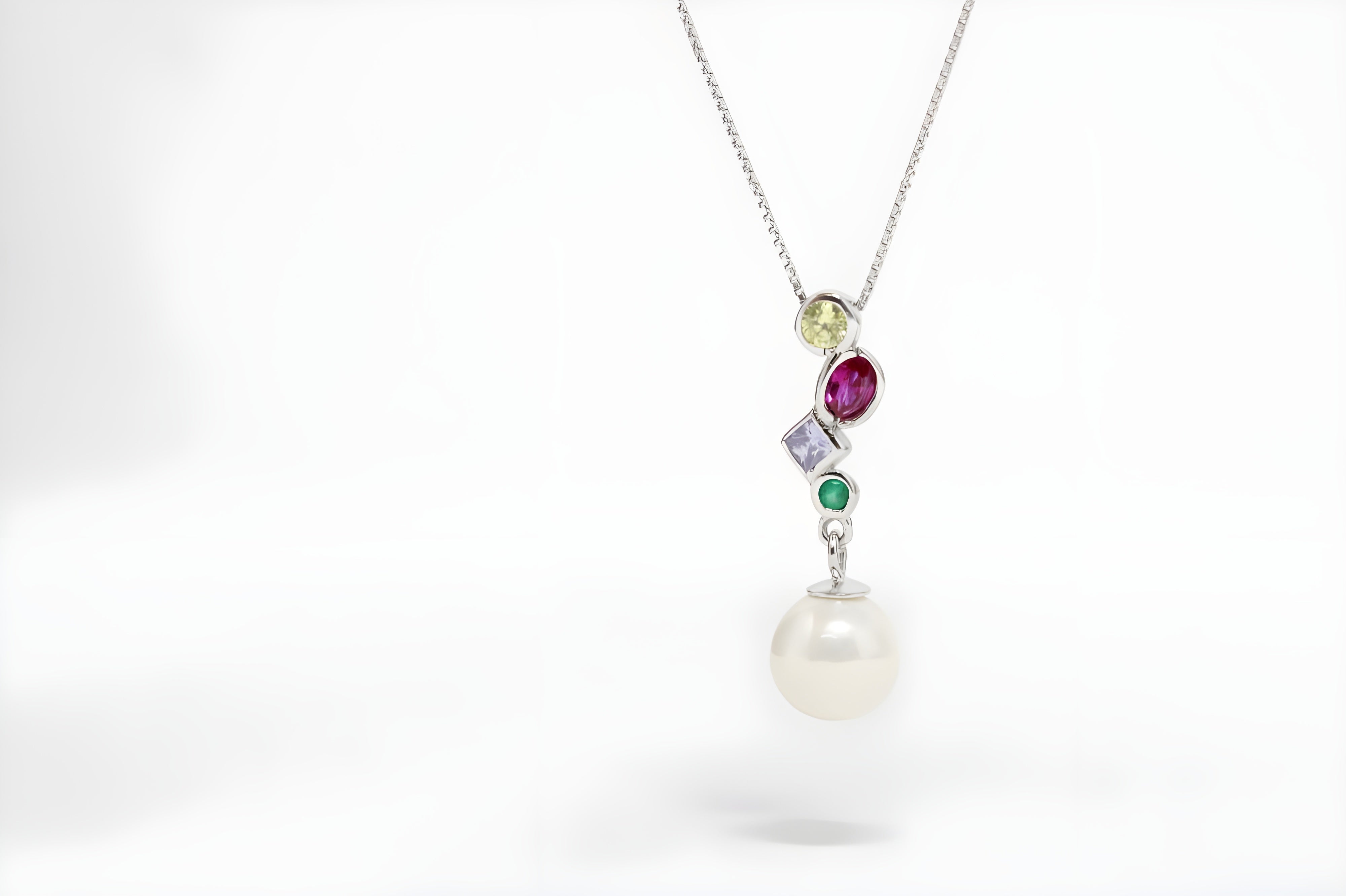 Lustrous Pearl Rainbow Cascade Necklace by VeeLux