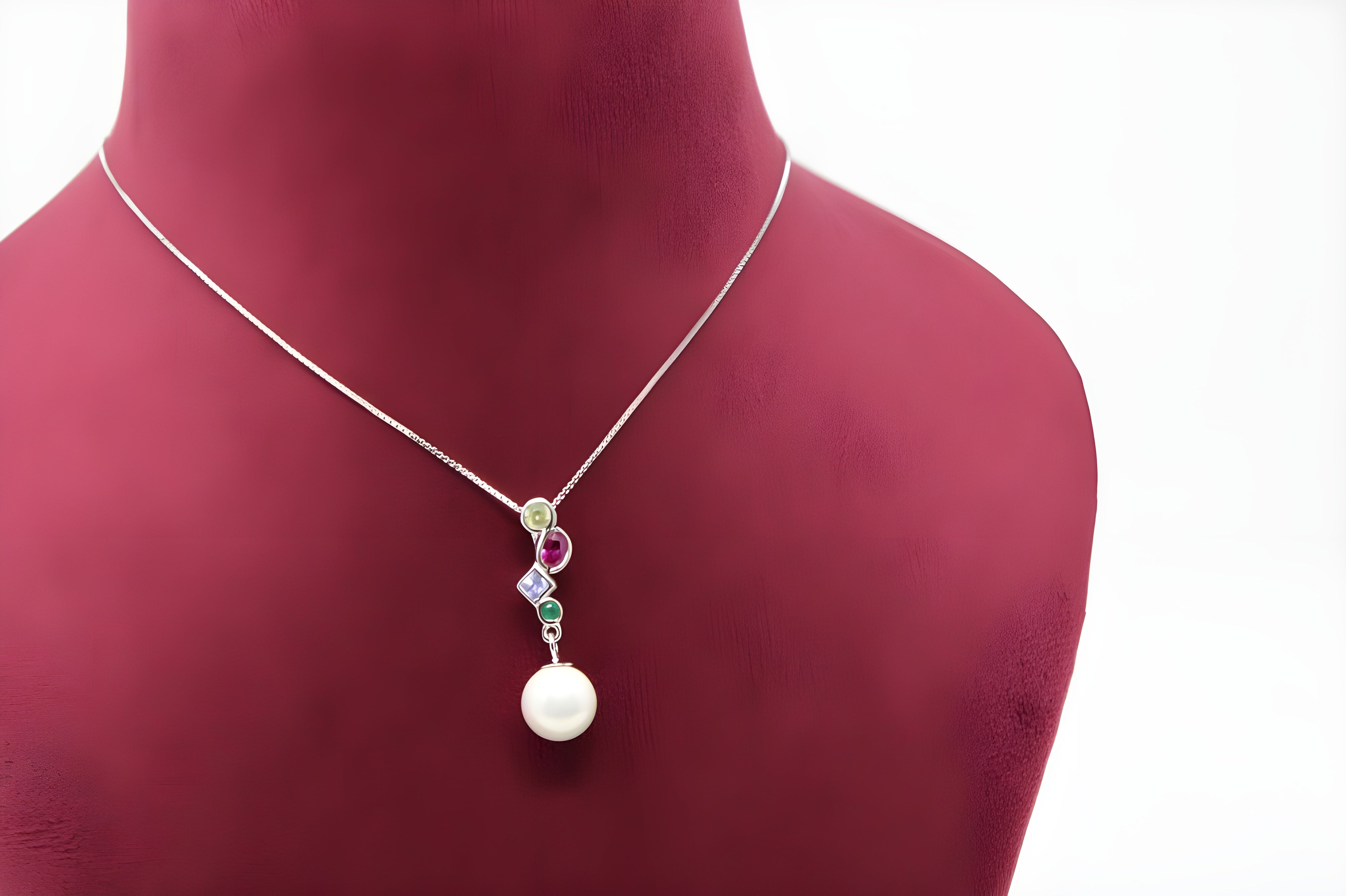 Lustrous Pearl Rainbow Cascade Necklace by VeeLux