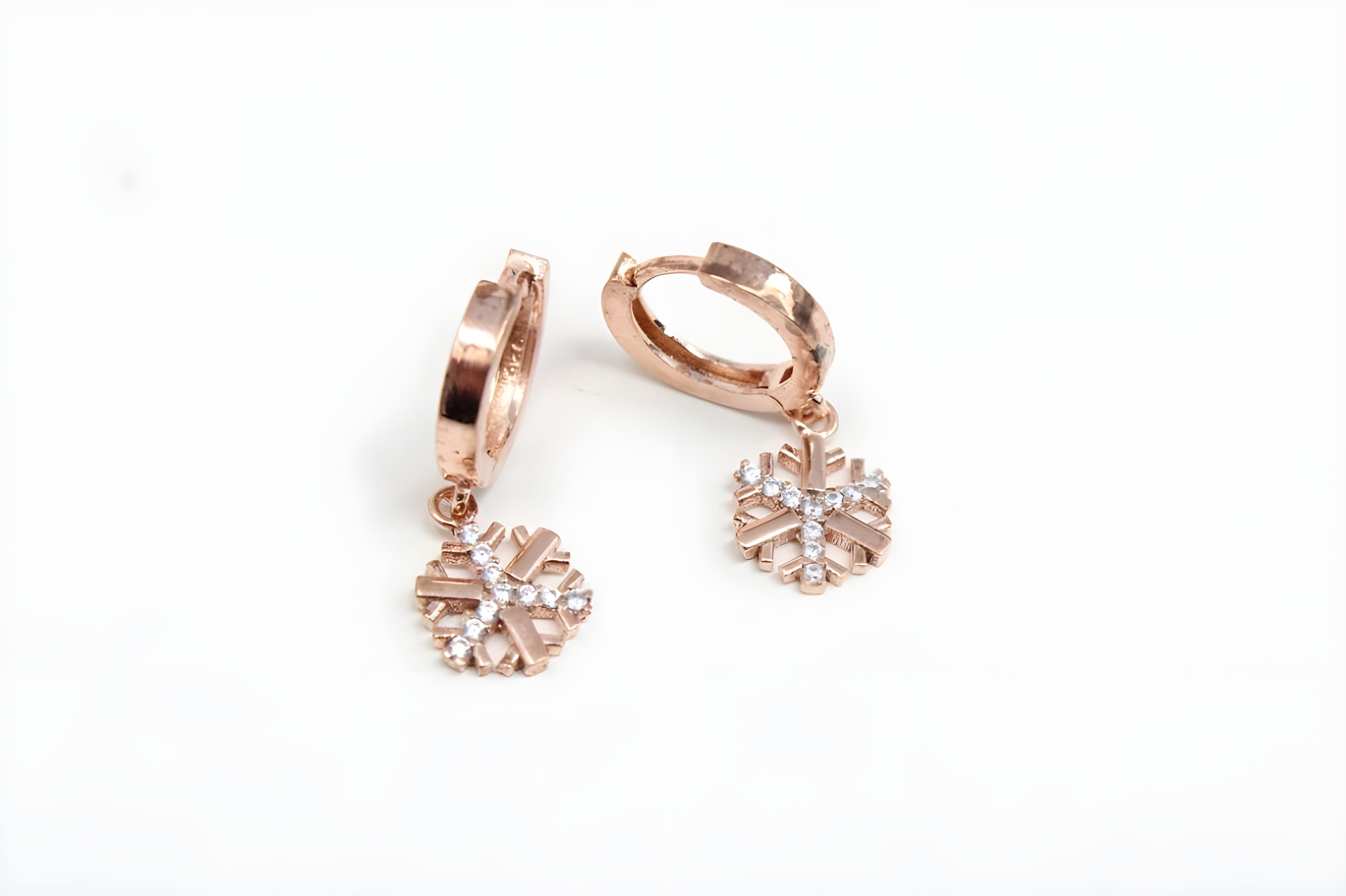 Gilded Blossom 92.5 Sterling Silver with Copper Gold Pretty Pink Flower Earrings