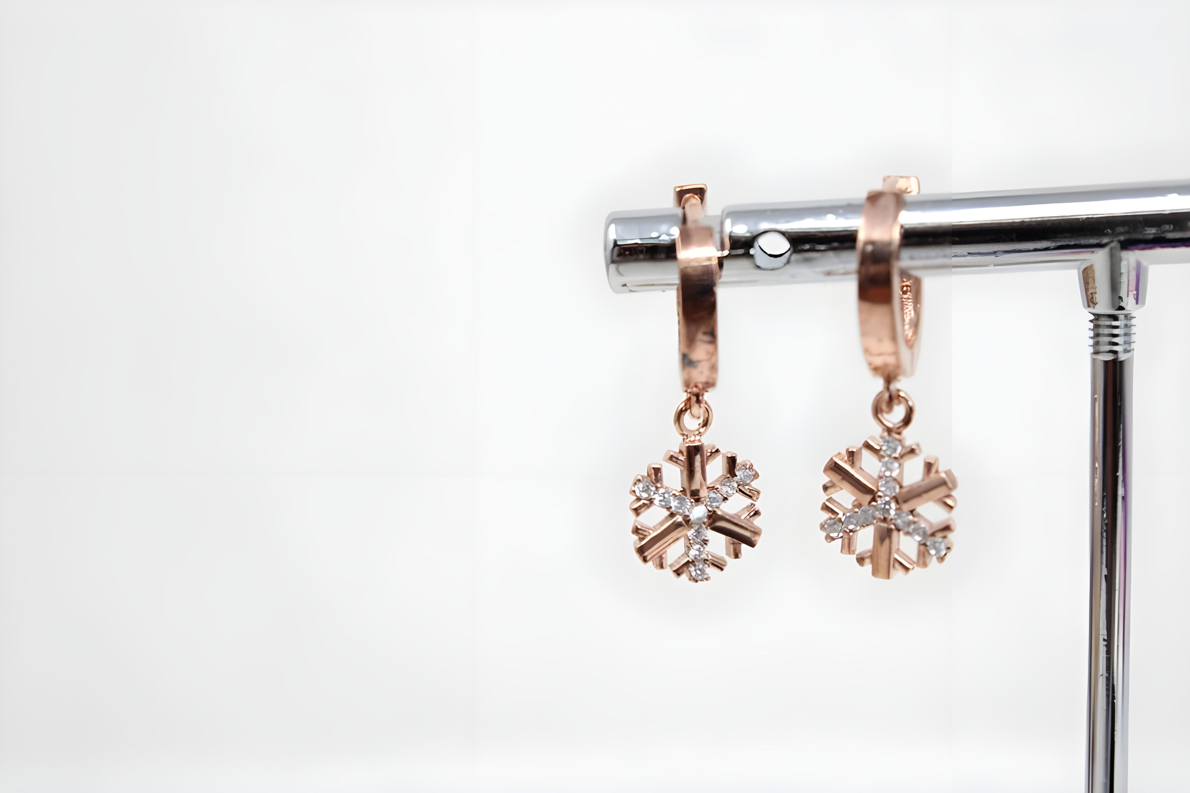Gilded Blossom 92.5 Sterling Silver with Copper Gold Pretty Pink Flower Earrings