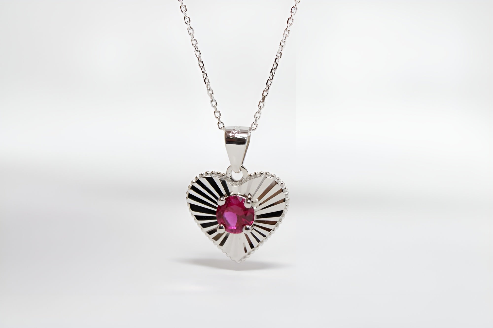 VeeLux Radiant Heart Ruby Pendant Necklace