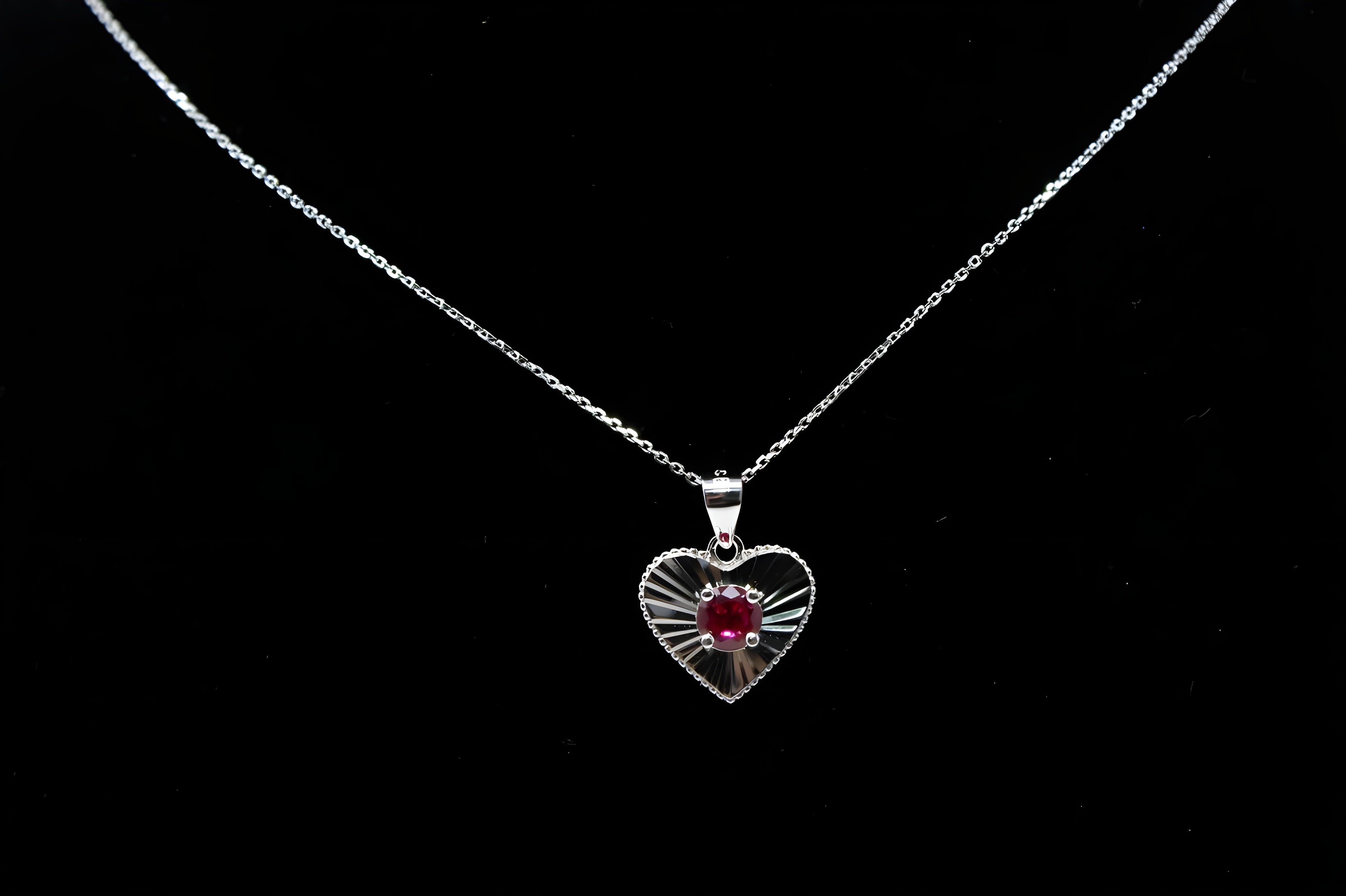 VeeLux Radiant Heart Ruby Pendant Necklace