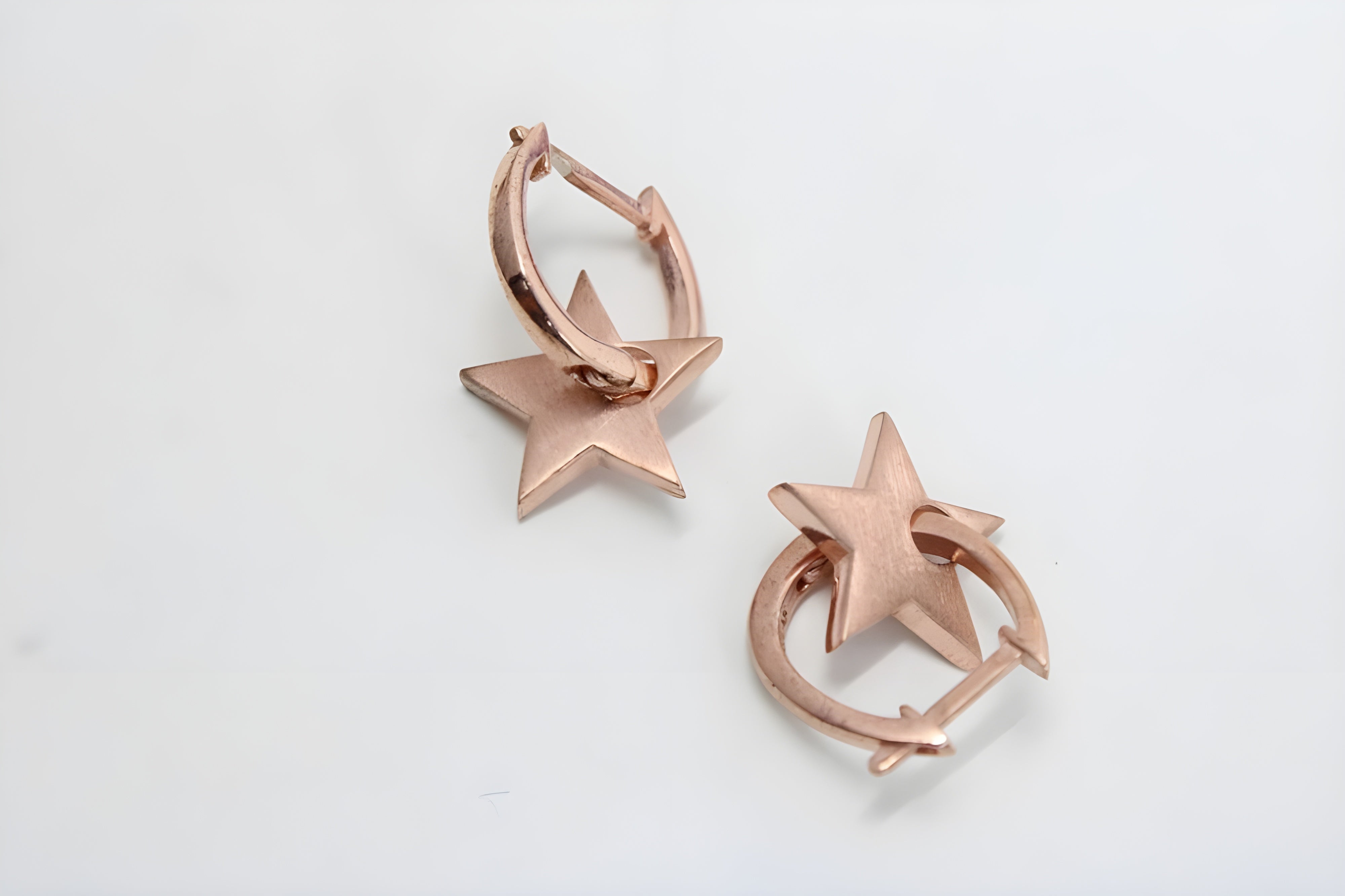 Golden Twinkle 92.5 Sterling Silver with Copper Gold Star-Shaped Earrings