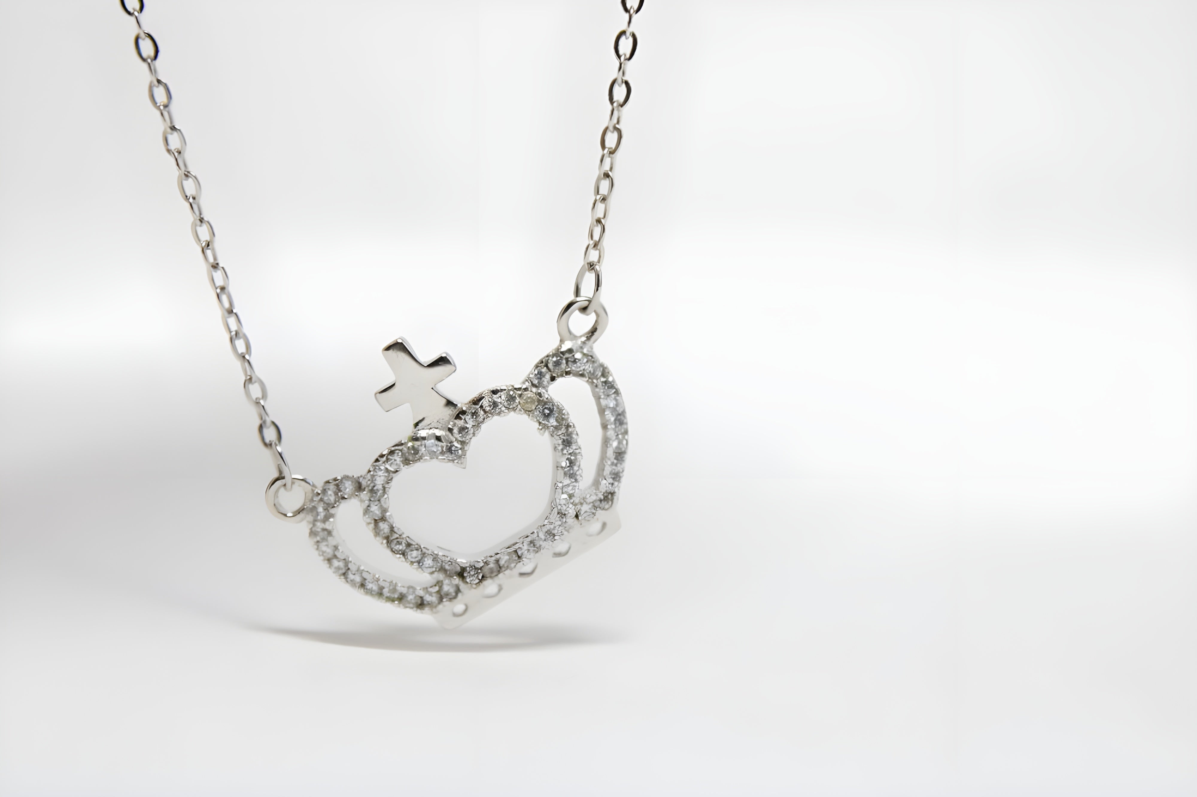 Regal Crown Heart Pendant Necklace by VeeLux