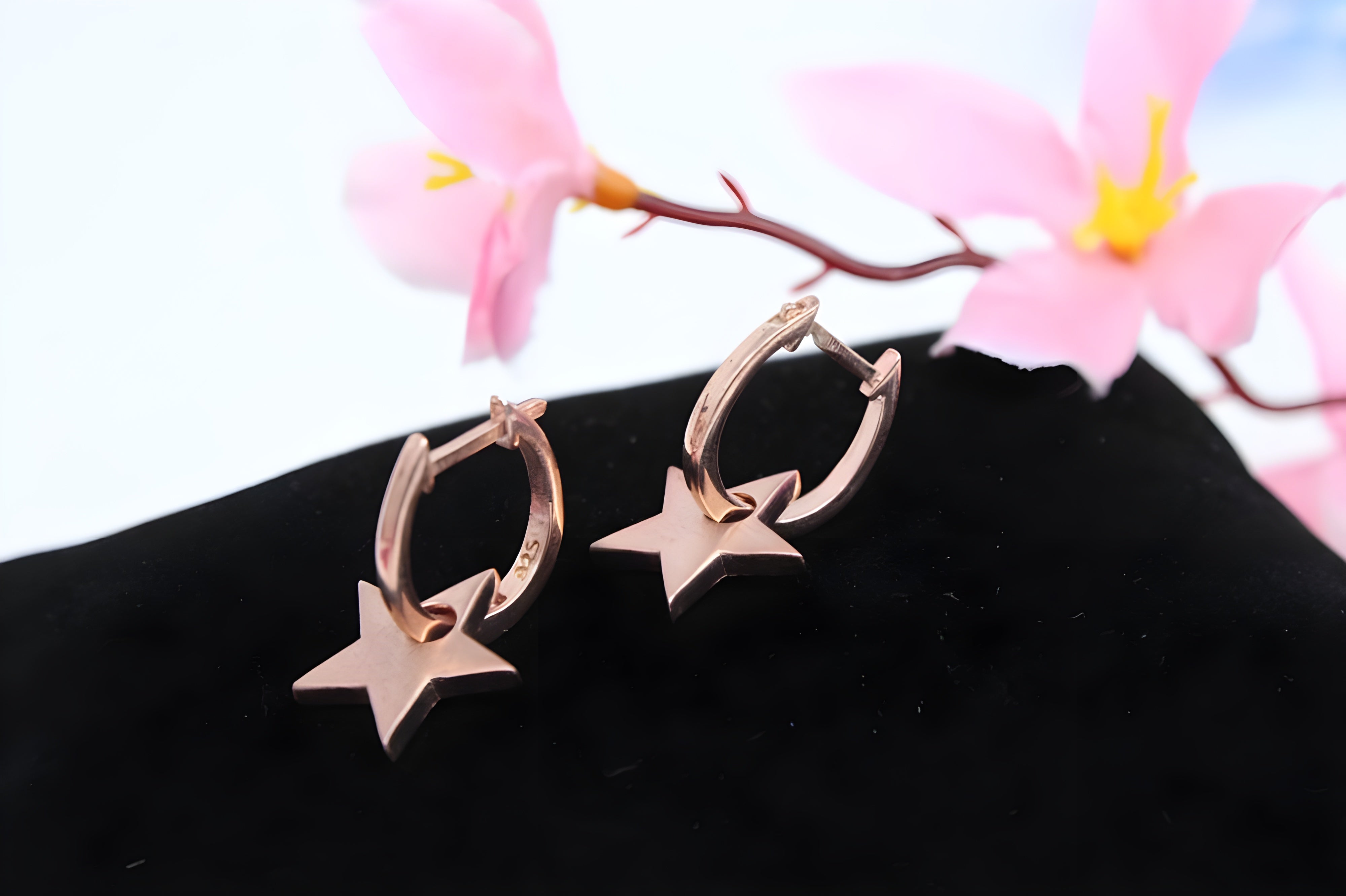 Golden Twinkle 92.5 Sterling Silver with Copper Gold Star-Shaped Earrings