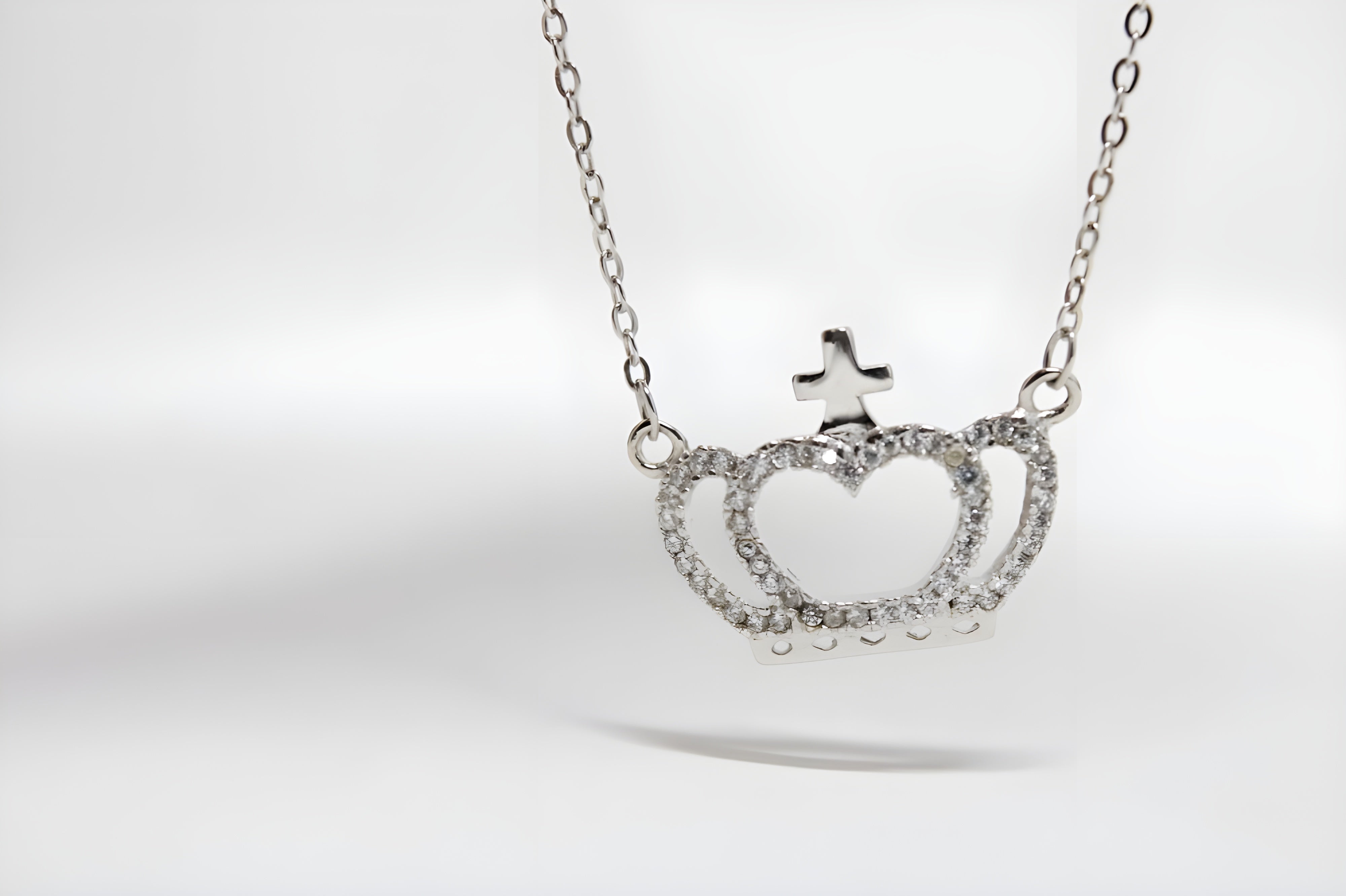 Regal Crown Heart Pendant Necklace by VeeLux