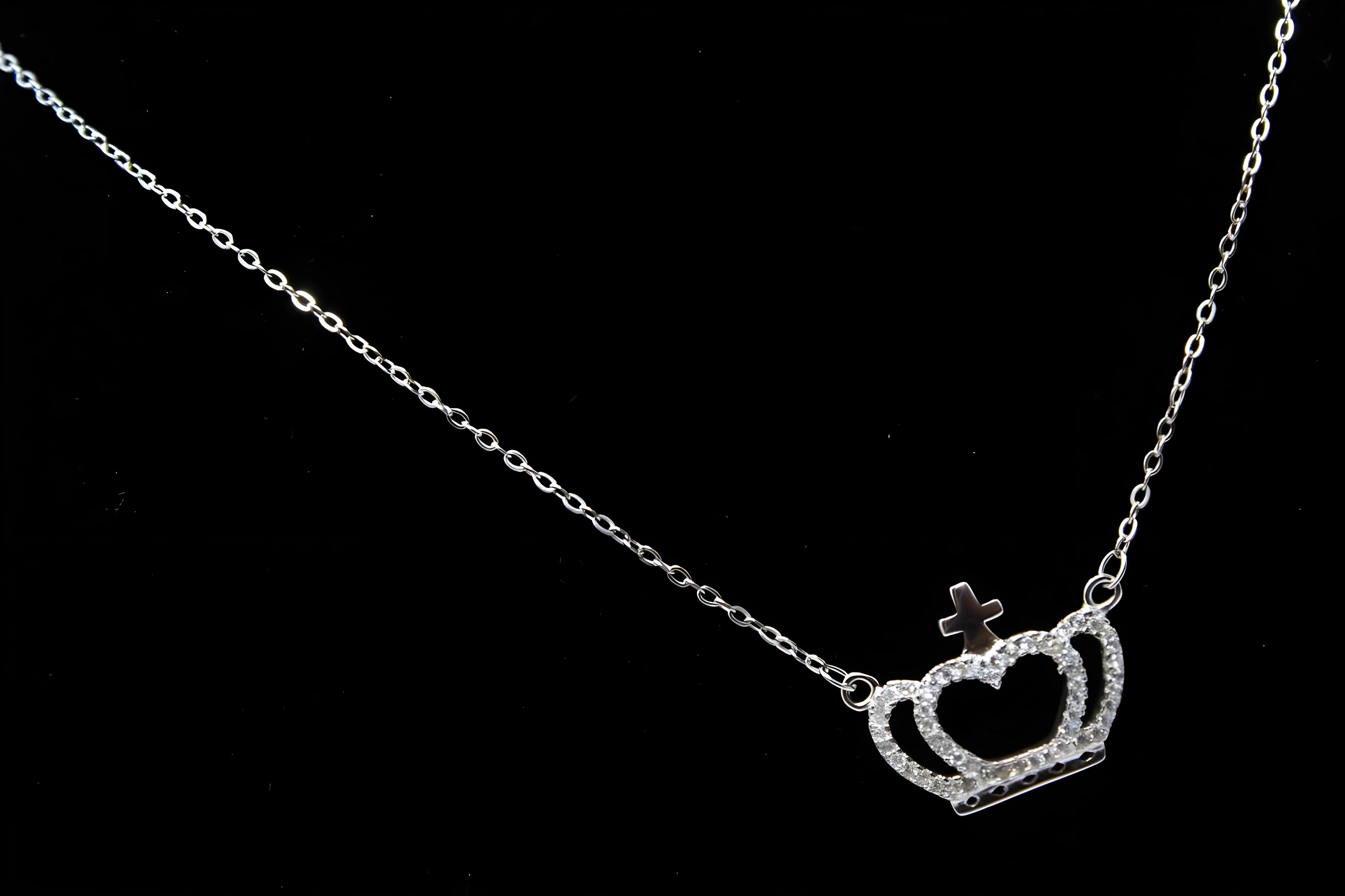 Regal Crown Heart Pendant Necklace by VeeLux