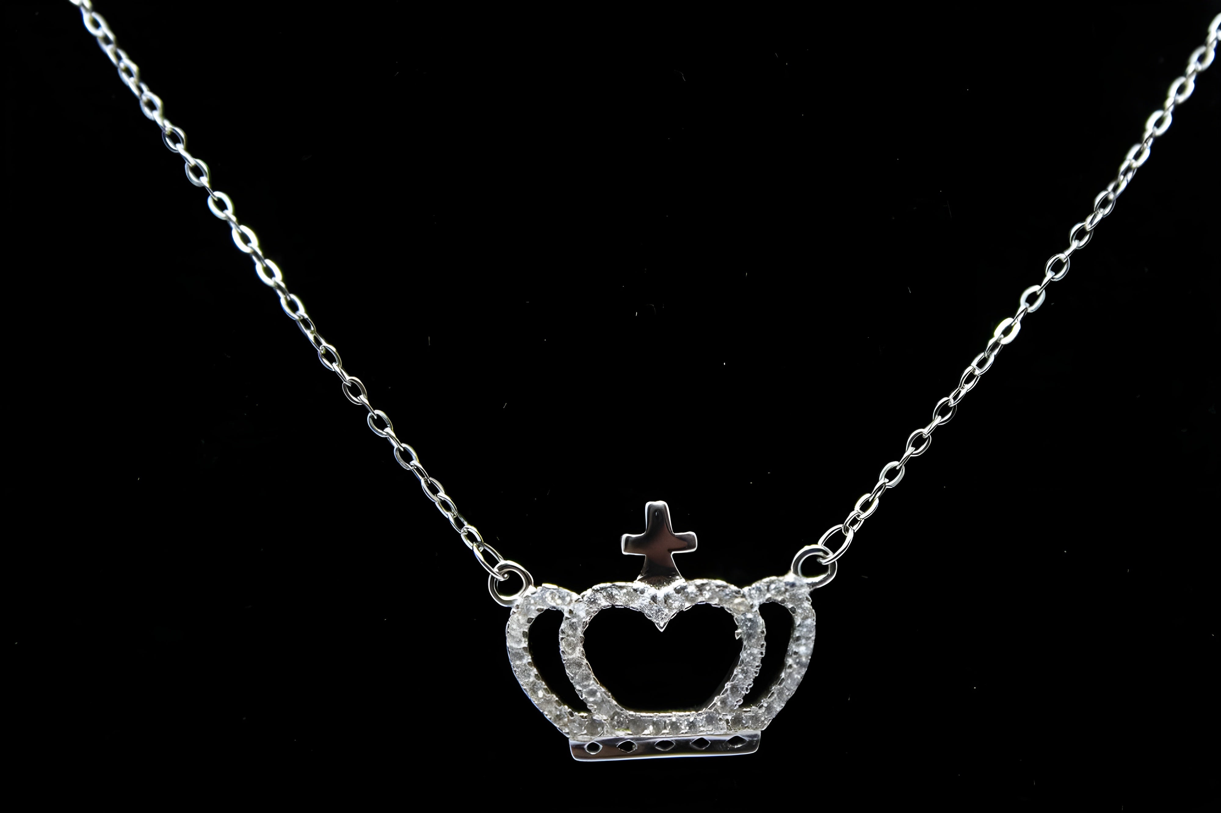 Regal Crown Heart Pendant Necklace by VeeLux