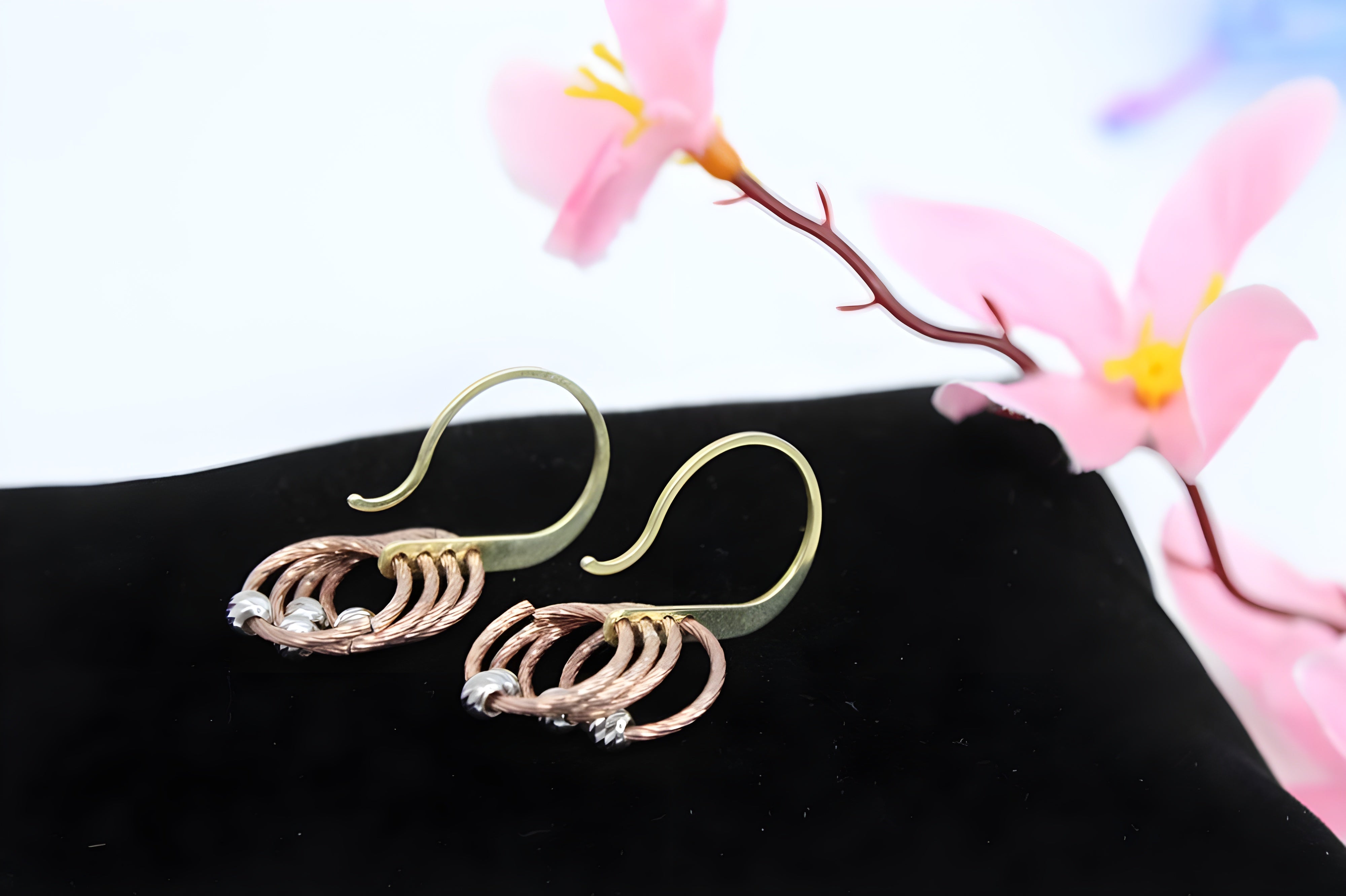 Golden Glow VeeLux Premium Earrings with Silver Strings