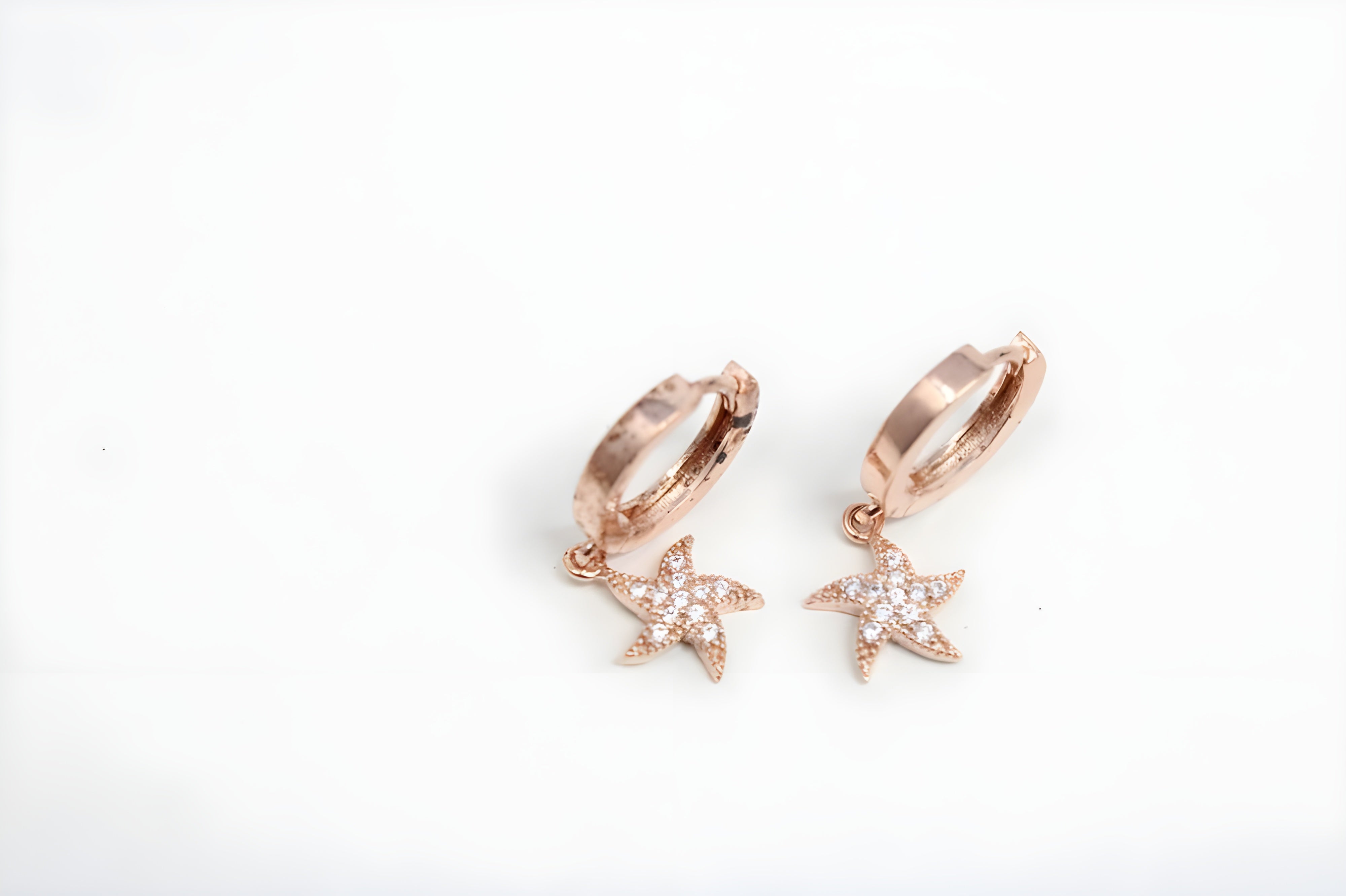 Golden Radiance 92.5 Sterling Silver with Copper Gold Sparkling Star Earrings