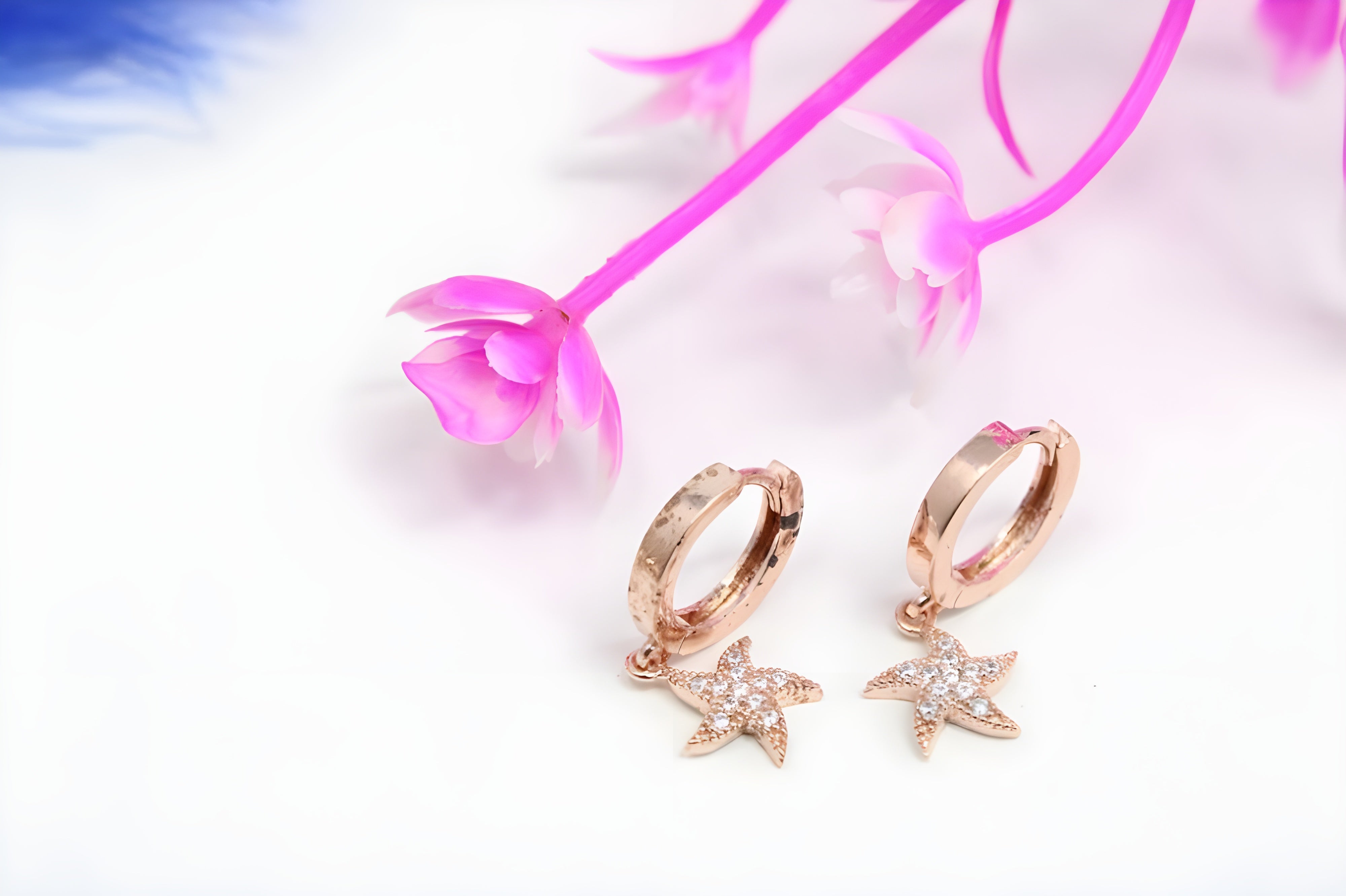 Golden Radiance 92.5 Sterling Silver with Copper Gold Sparkling Star Earrings