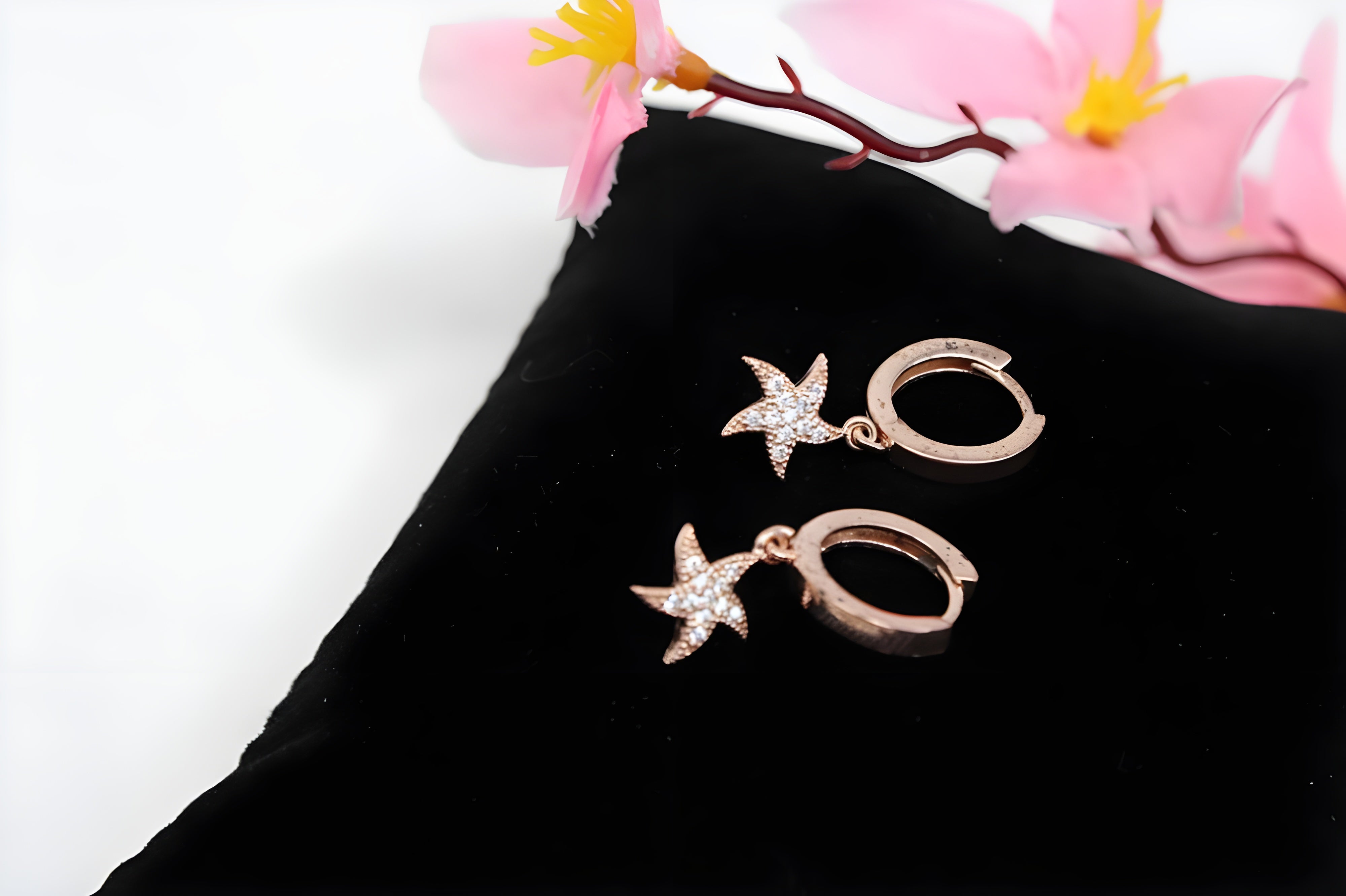 Golden Radiance 92.5 Sterling Silver with Copper Gold Sparkling Star Earrings