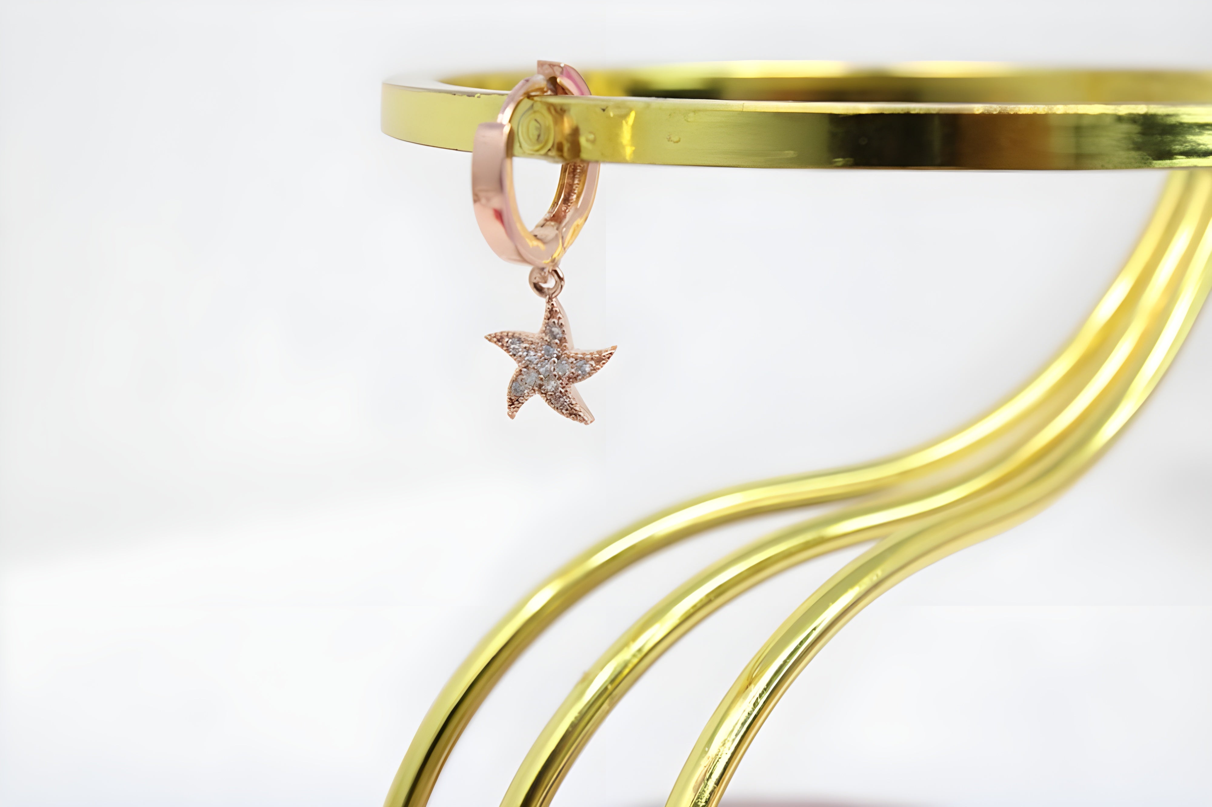 Golden Radiance 92.5 Sterling Silver with Copper Gold Sparkling Star Earrings