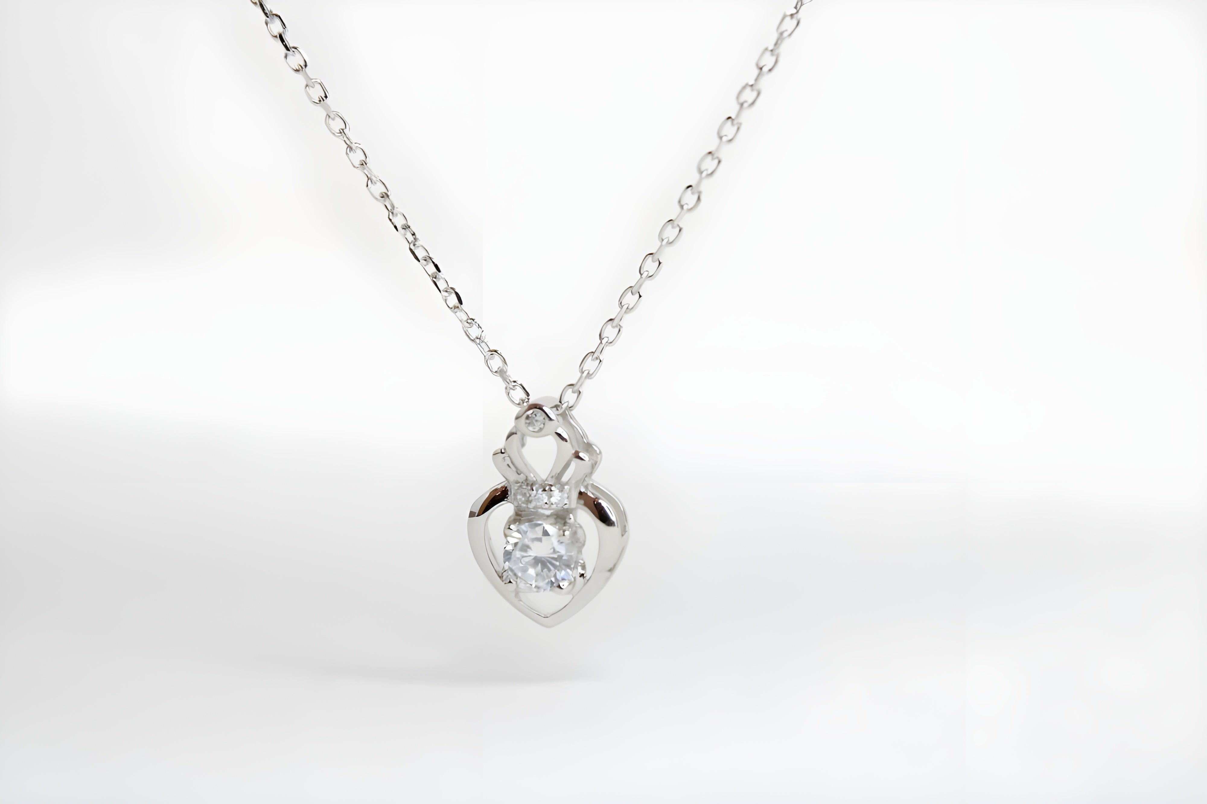 Sparkling Heart VeeLux Premium Crystal Silver Necklace