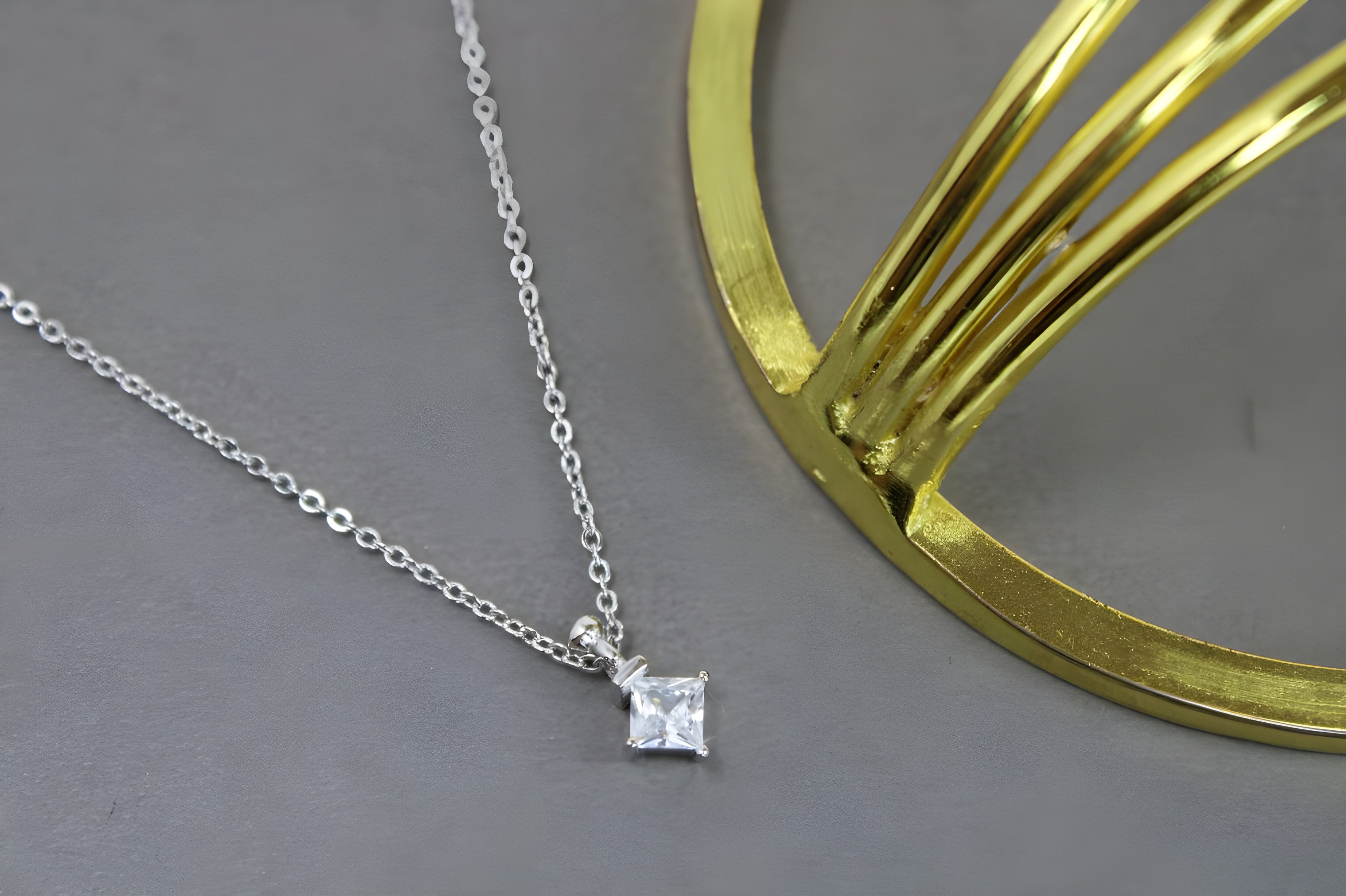 Timeless Princess-Cut VeeLux Crystal Solitaire Pendant