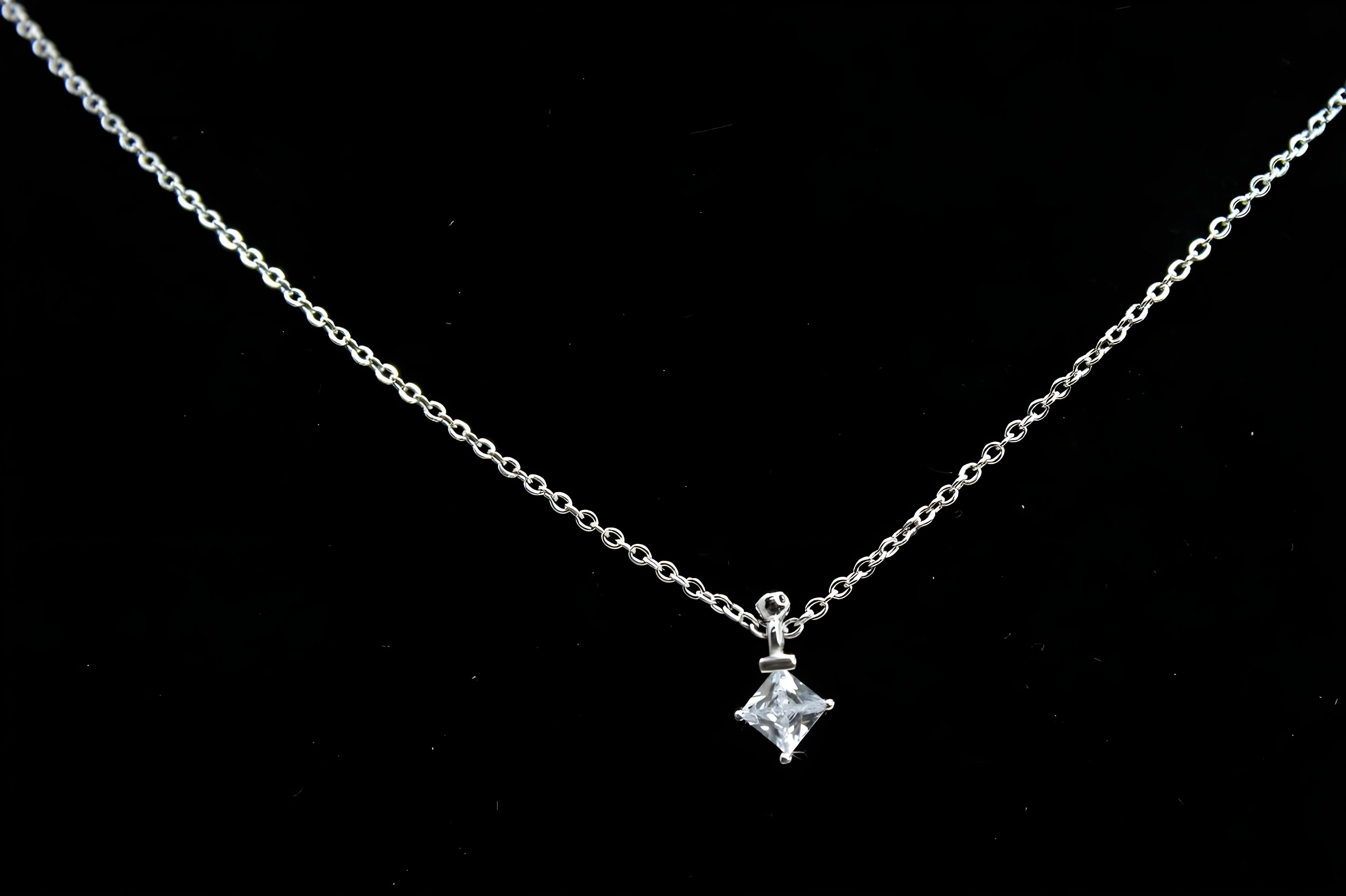 Timeless Princess-Cut VeeLux Crystal Solitaire Pendant