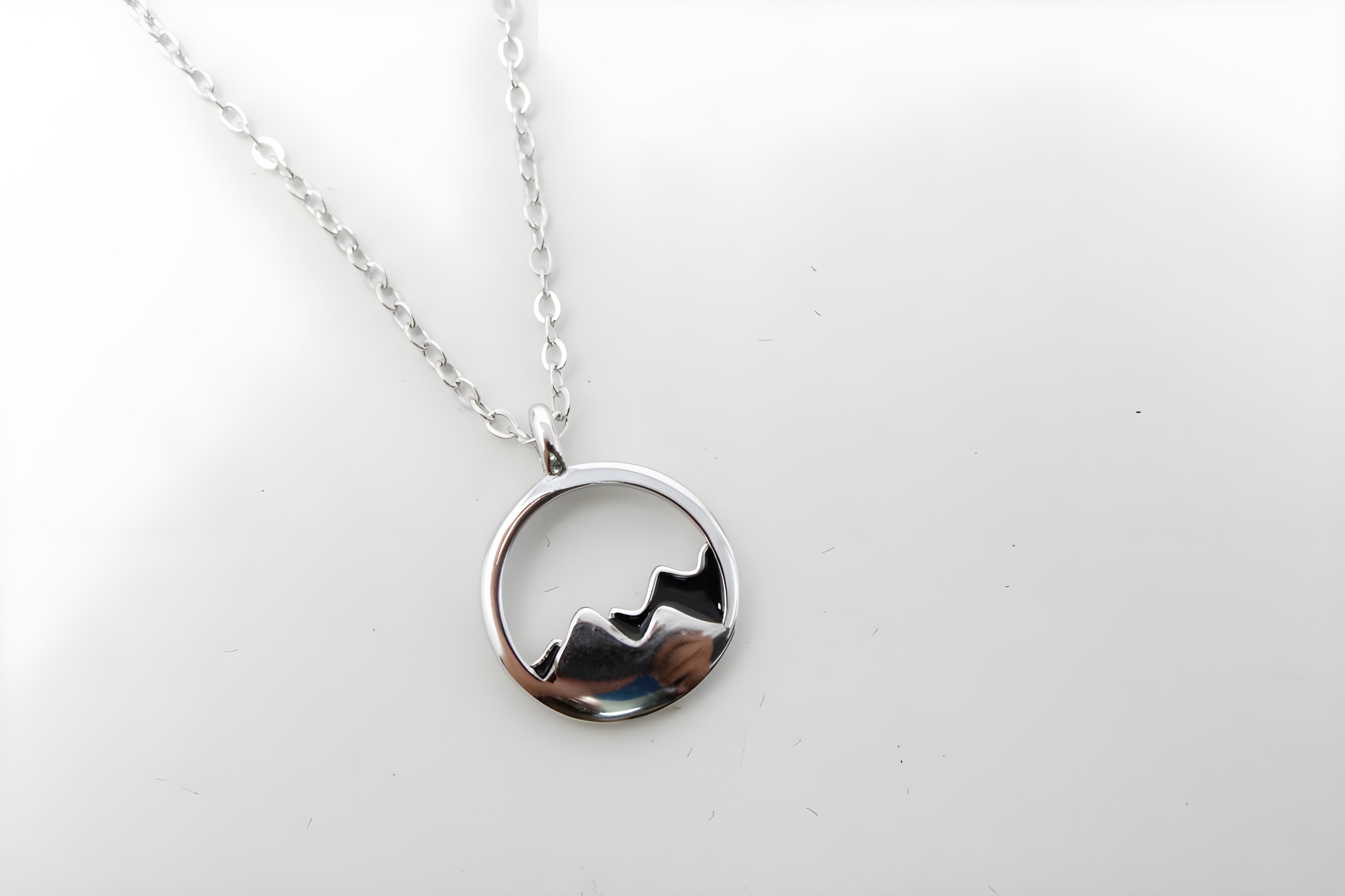 Serene Mountain Horizon Sterling Silver Pendant