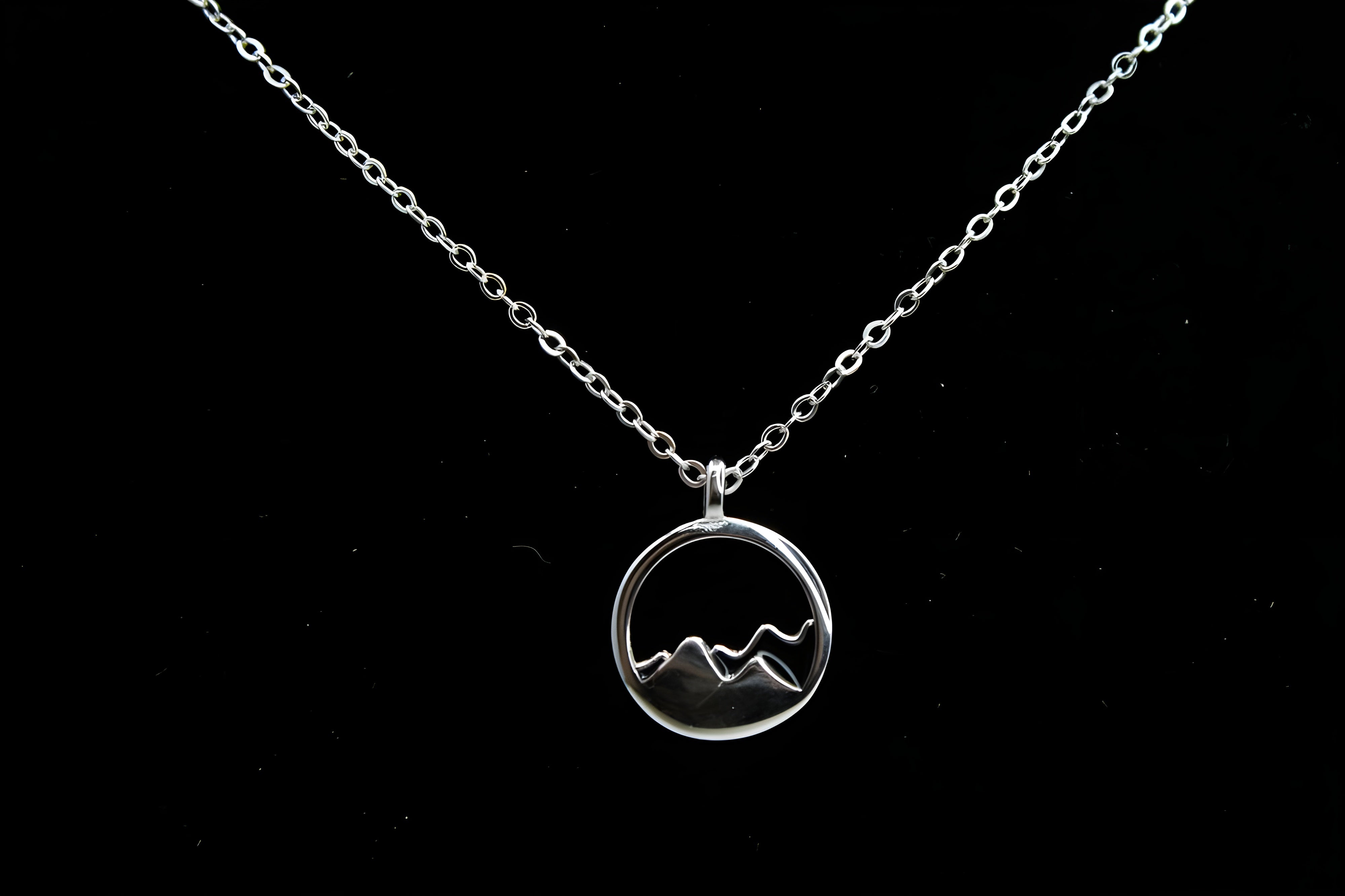 Serene Mountain Horizon Sterling Silver Pendant