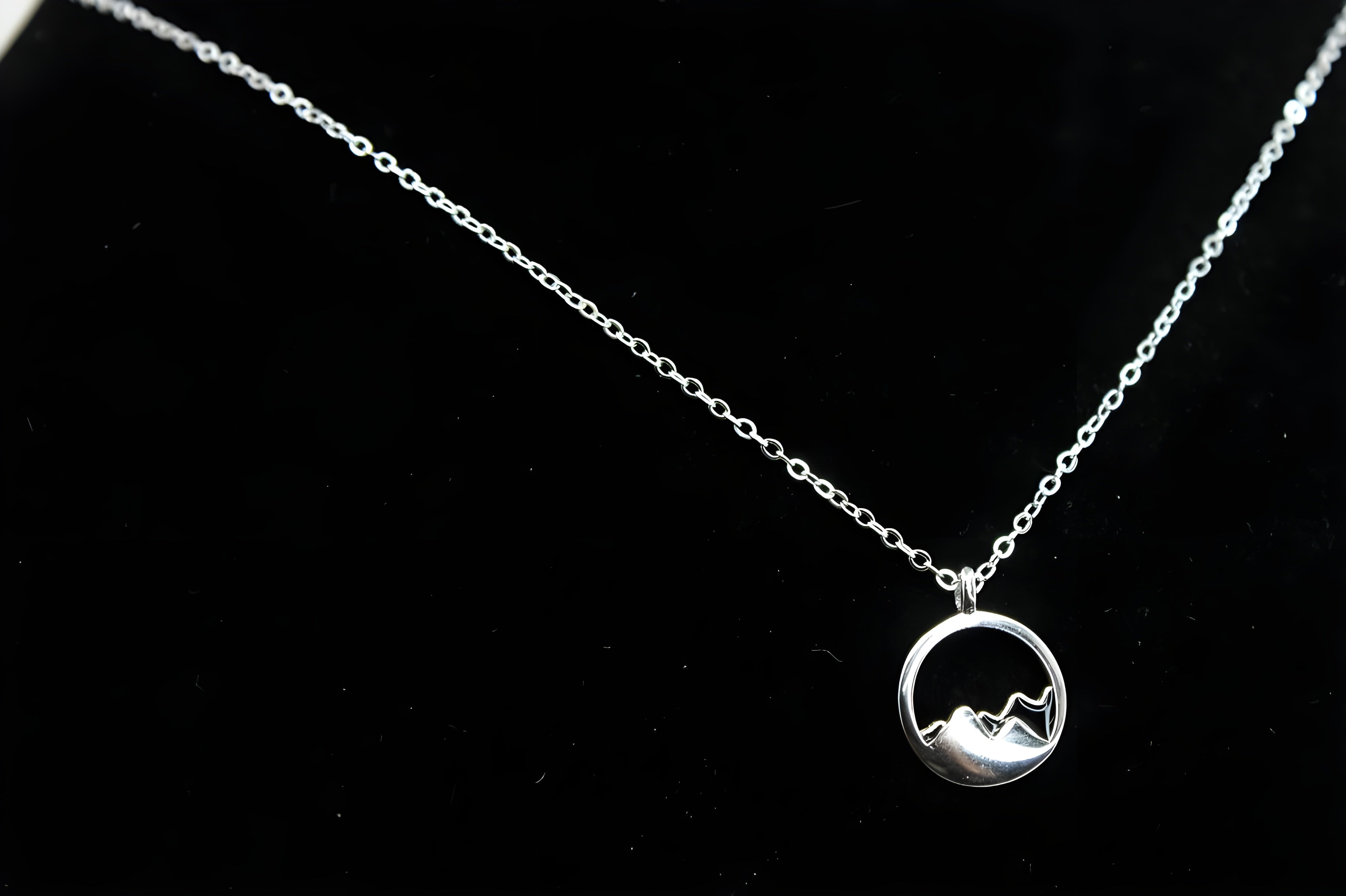 Serene Mountain Horizon Sterling Silver Pendant