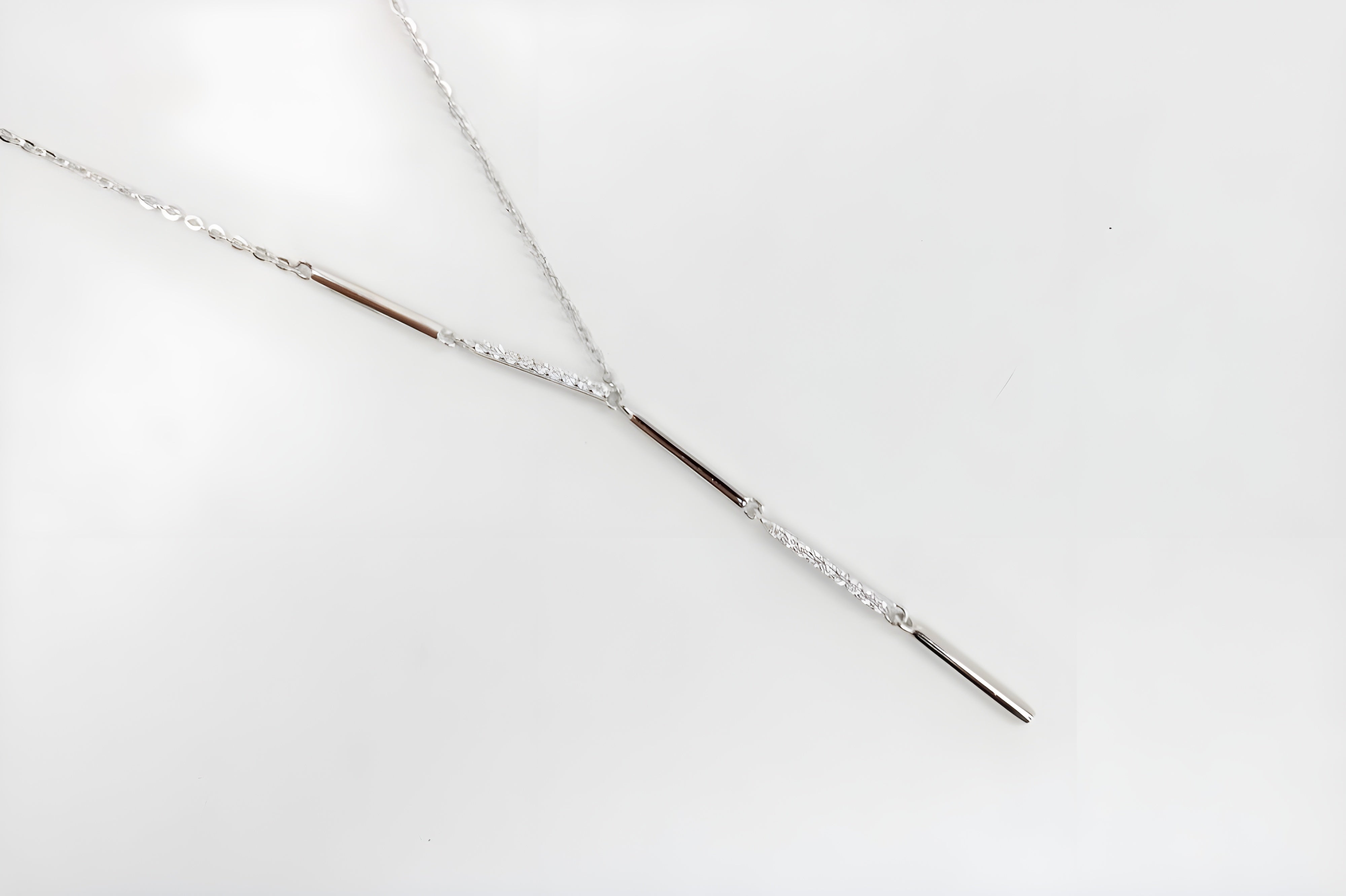 Sleek Vertical Bar VeeLux Crystal Pendant Necklace