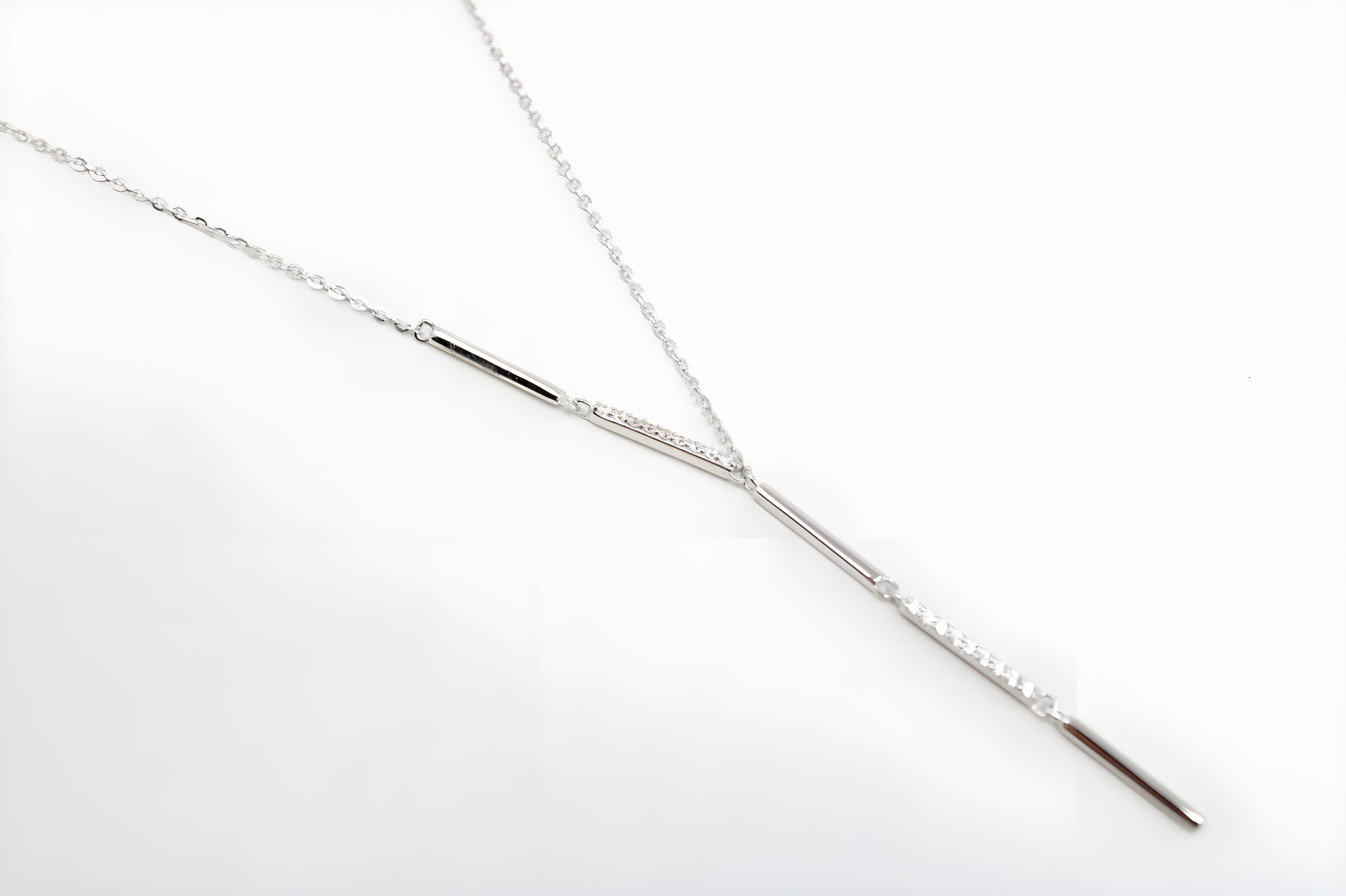 Sleek Vertical Bar VeeLux Crystal Pendant Necklace