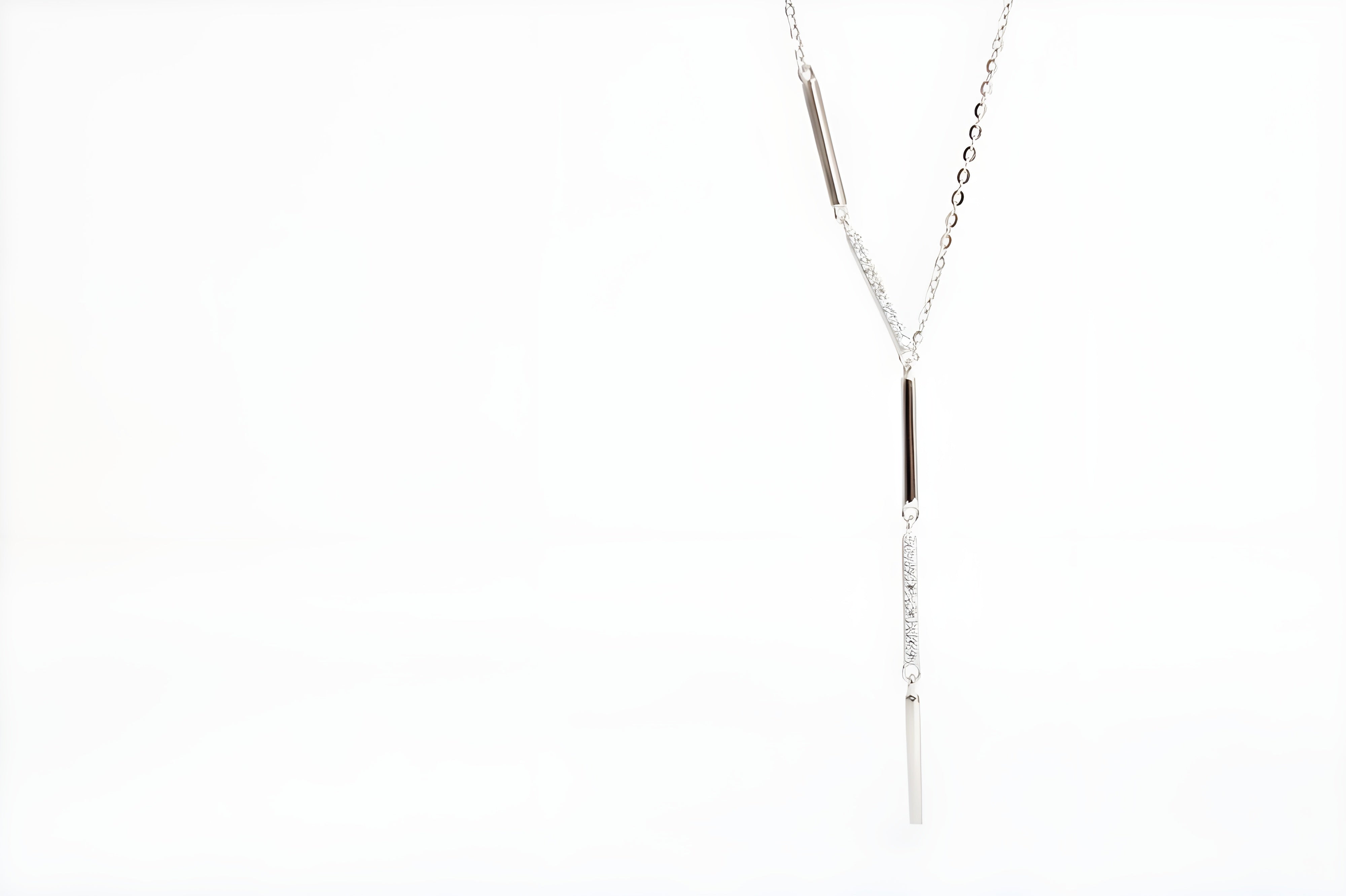 Sleek Vertical Bar VeeLux Crystal Pendant Necklace