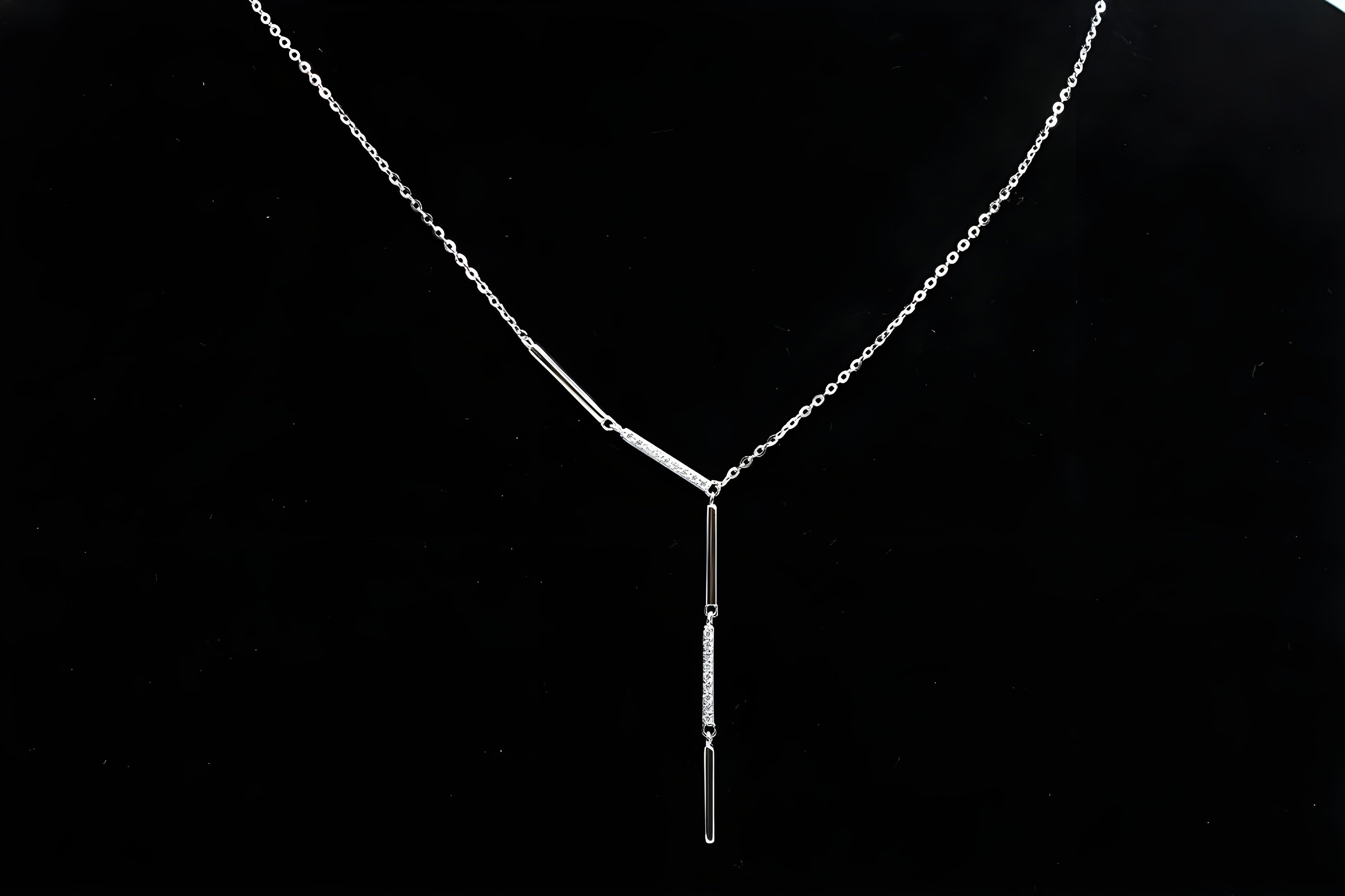 Sleek Vertical Bar VeeLux Crystal Pendant Necklace