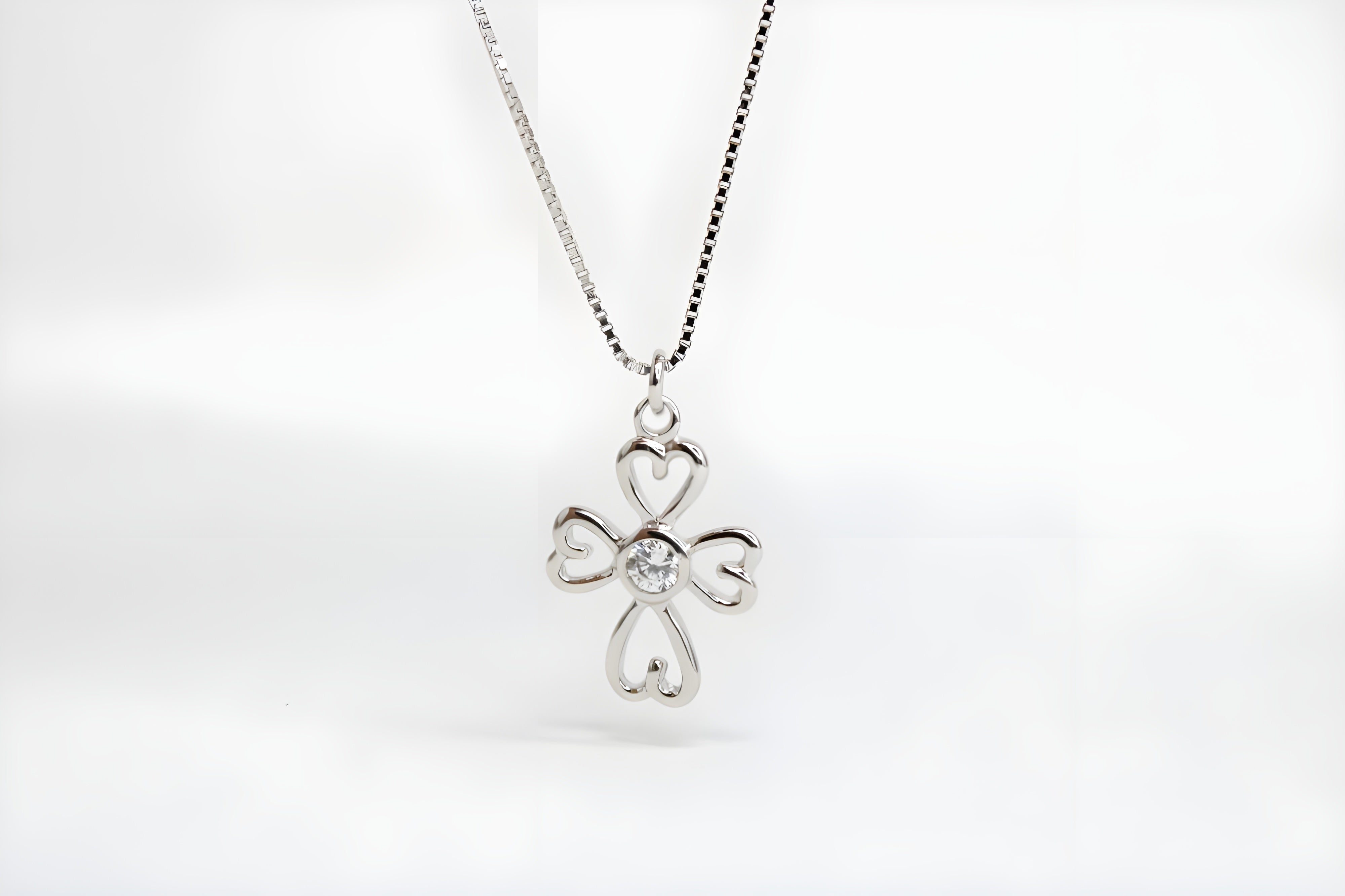 Interlocking Hearts Cross Pendant with VeeLux Premium Crystal