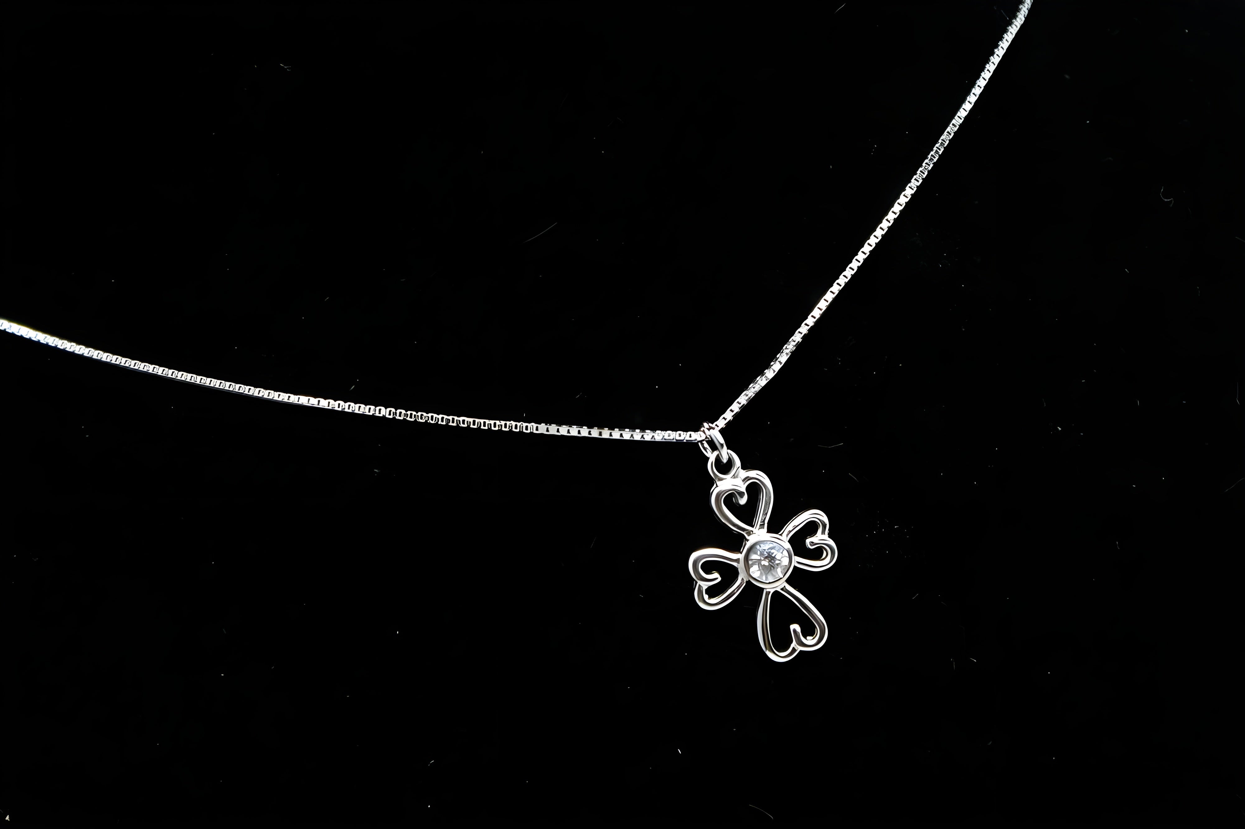 Interlocking Hearts Cross Pendant with VeeLux Premium Crystal