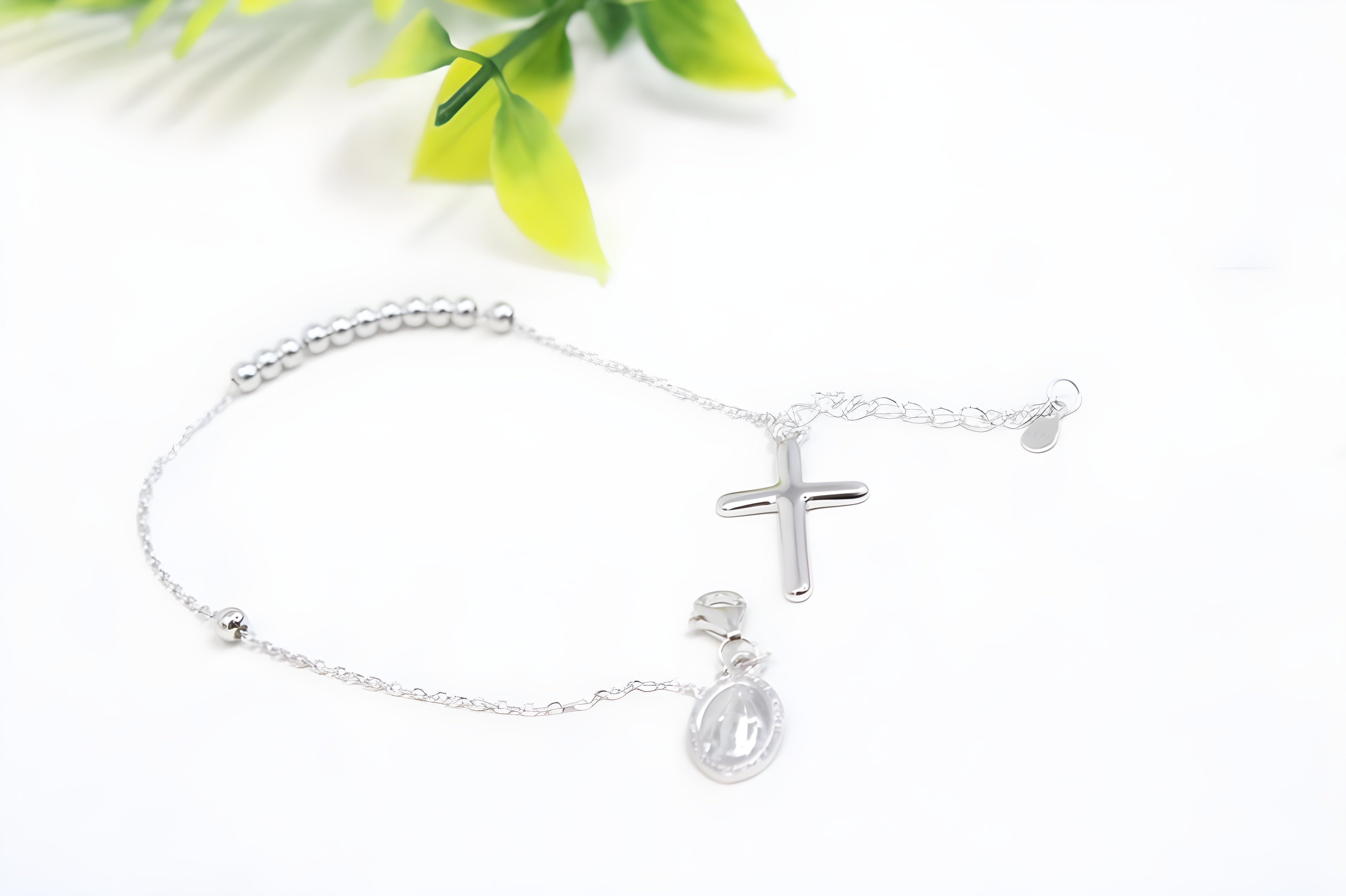 Sterling Silver VeeLux Premium Crystal Christian Cross Elegance Bracelet