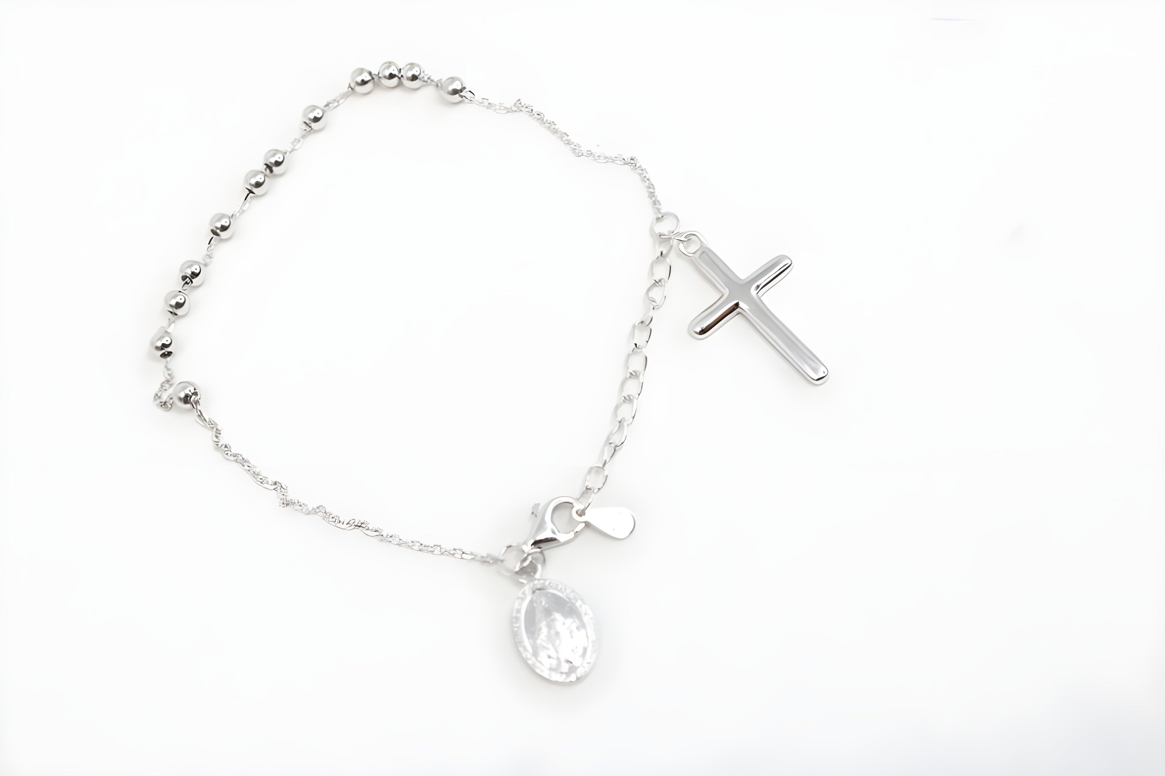 Sterling Silver VeeLux Premium Crystal Christian Cross Elegance Bracelet