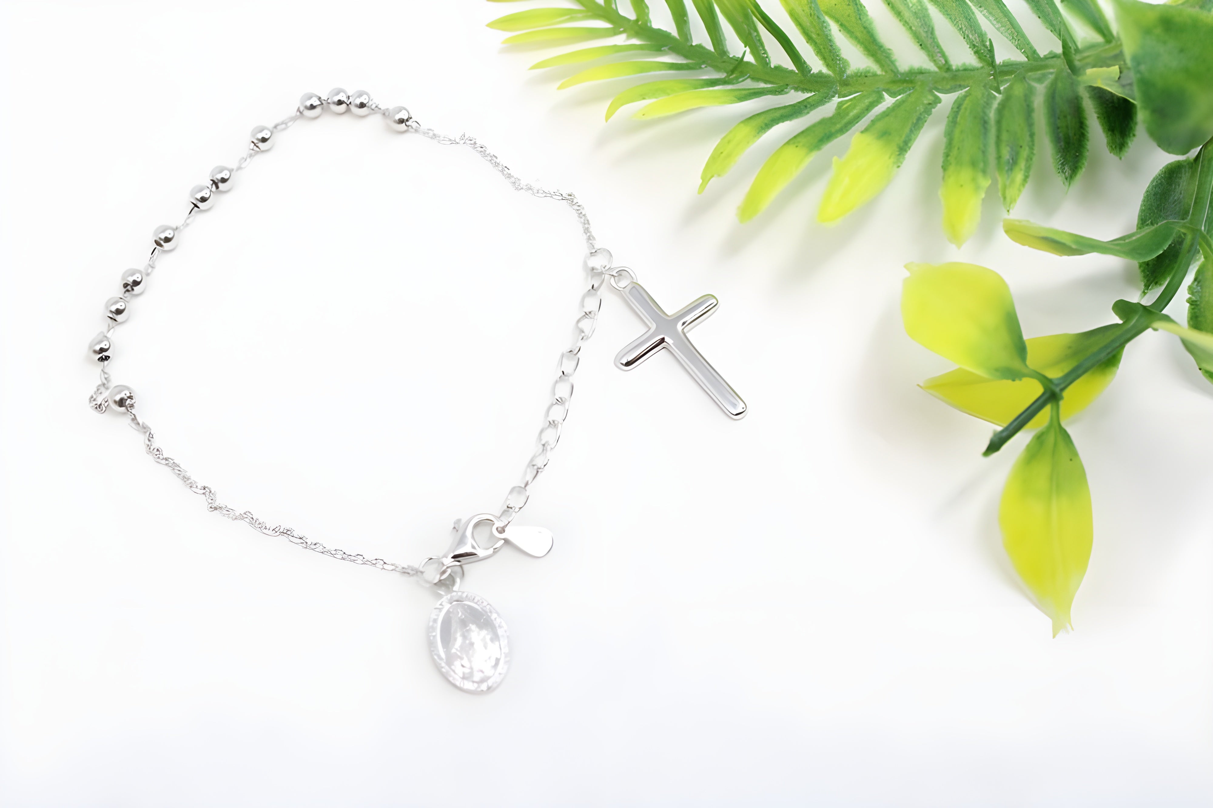 Sterling Silver VeeLux Premium Crystal Christian Cross Elegance Bracelet