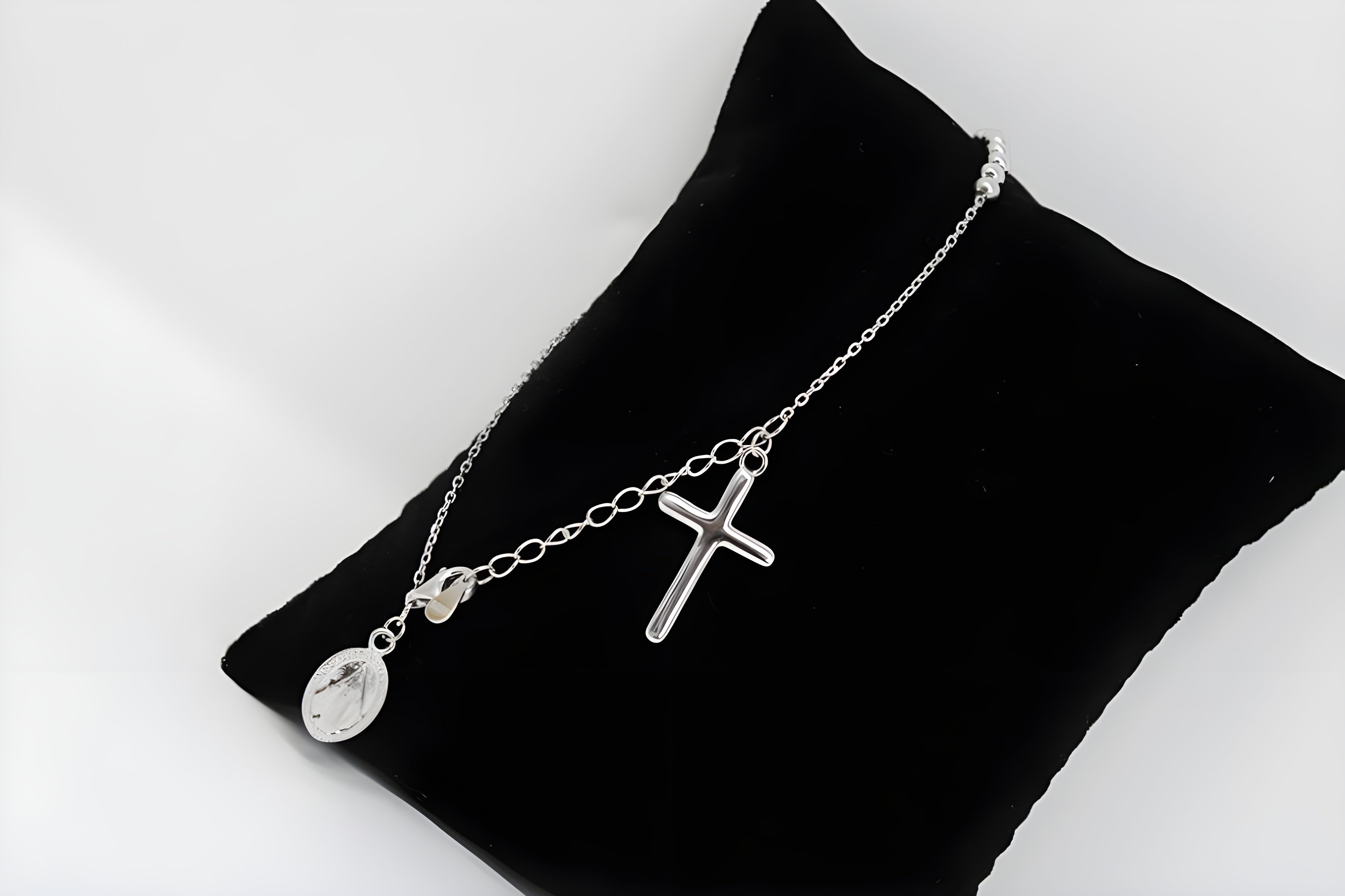 Sterling Silver VeeLux Premium Crystal Christian Cross Elegance Bracelet