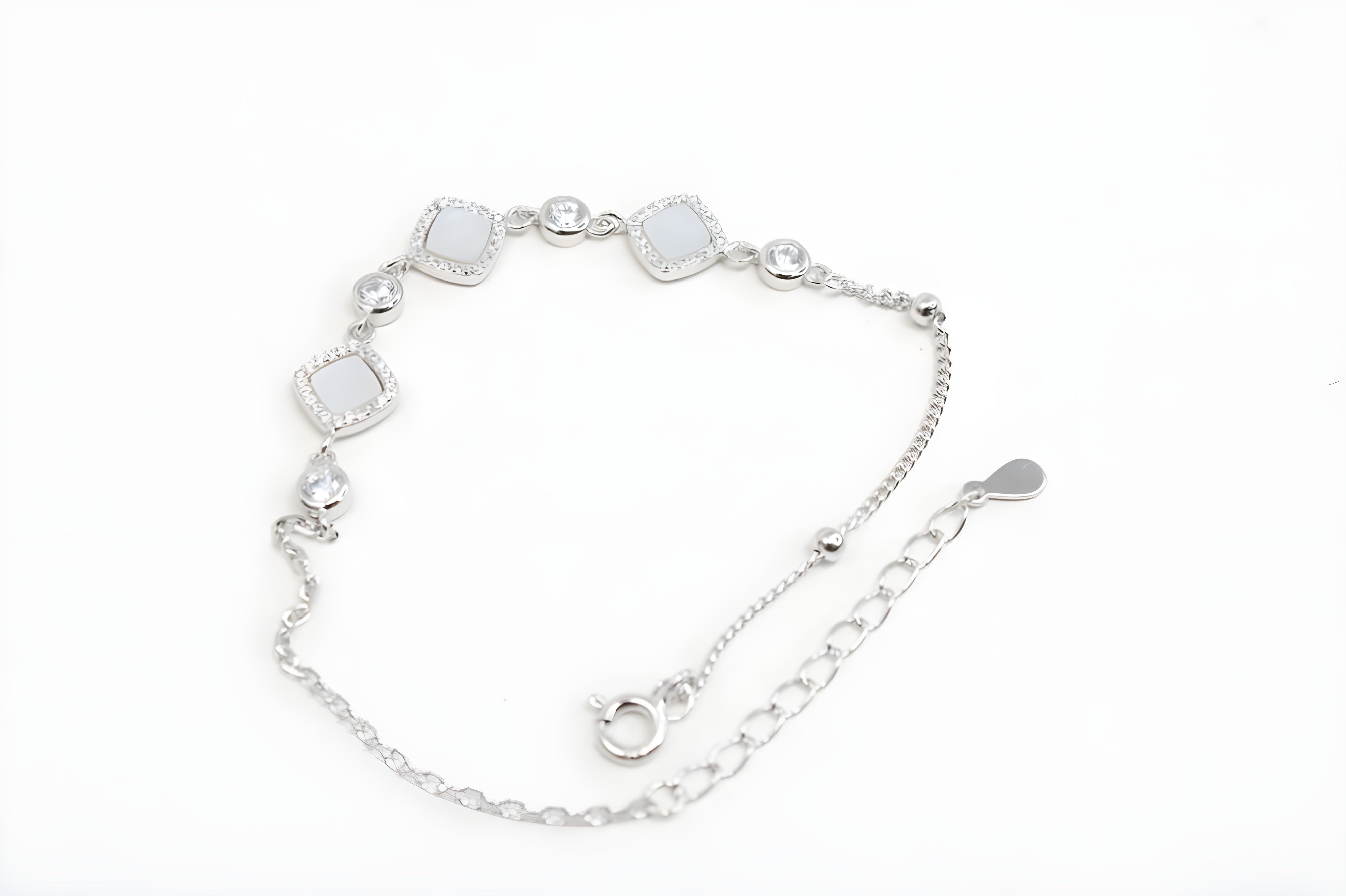Sterling Silver Swarovski Crystal Sleek Elegance White Bracelet
