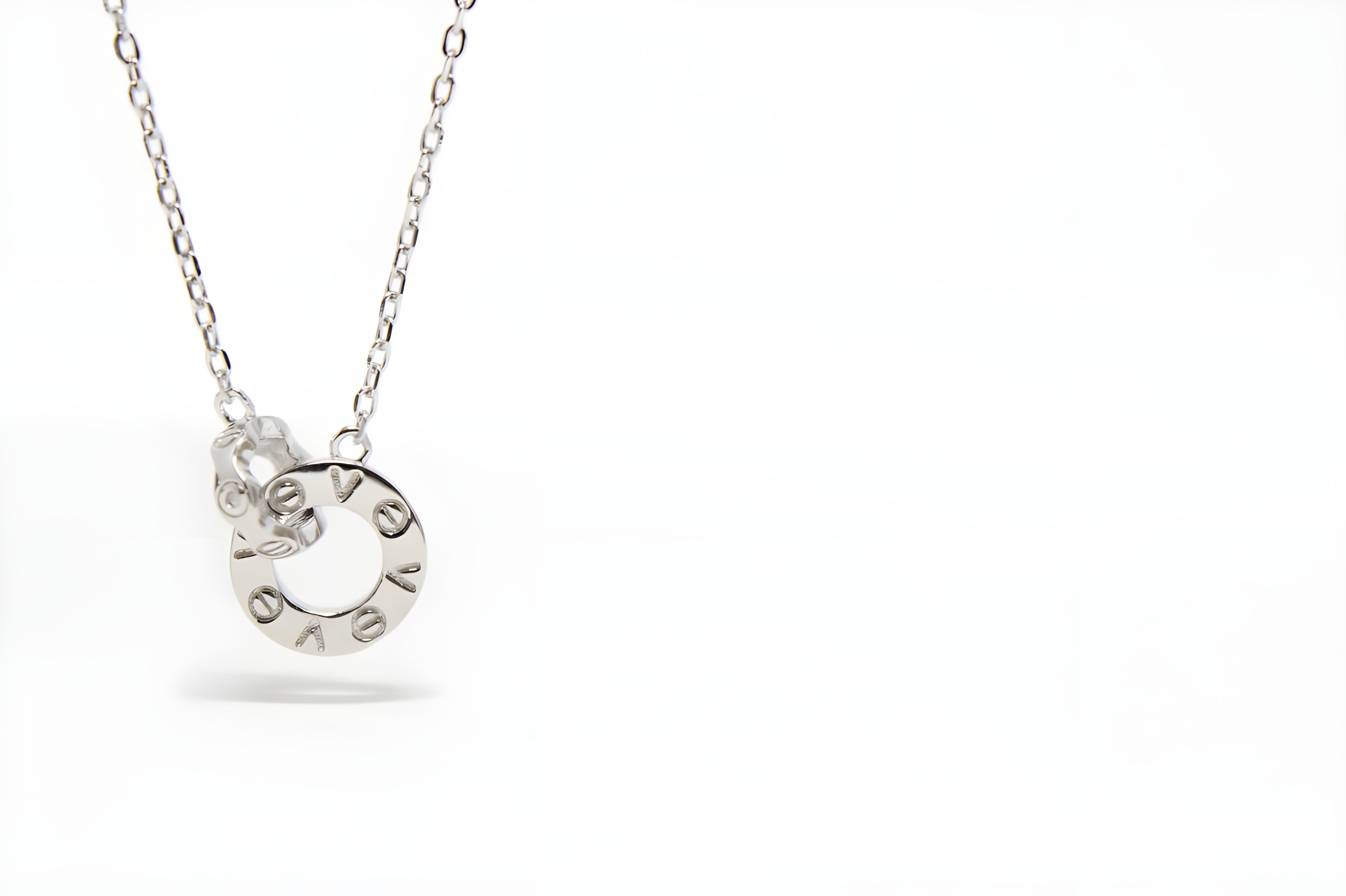 Stylish Silver Circle Pendant Engraved with LOVE