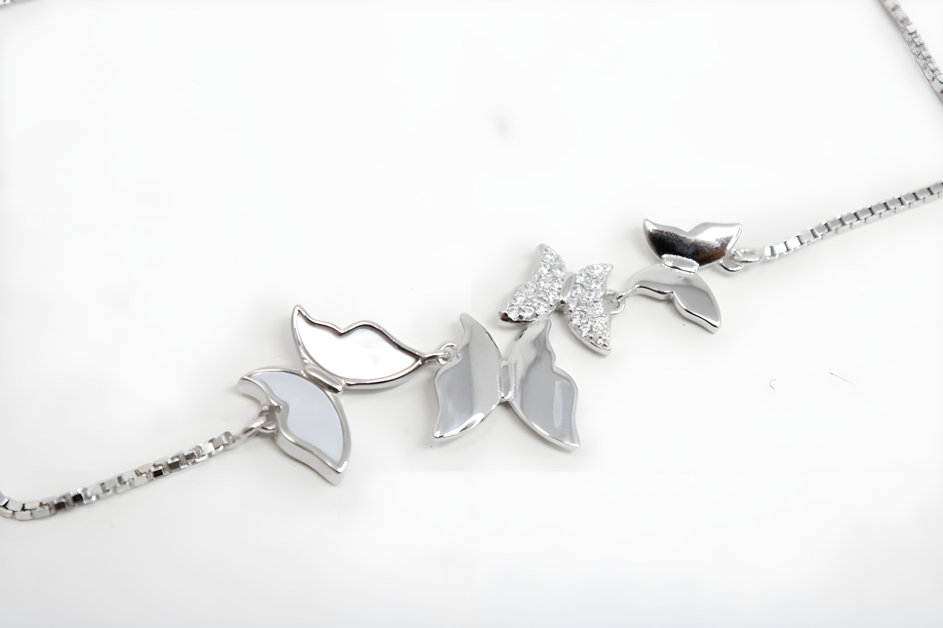 Sterling Silver Swarovski Crystal Sleek Butterfly Bracelet