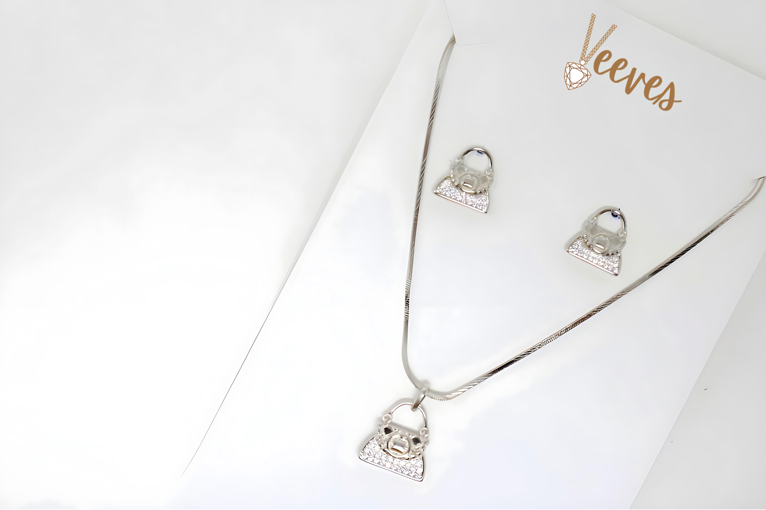 Chic VeeLux Premium Crystal Handbag Pendant and Earring Set