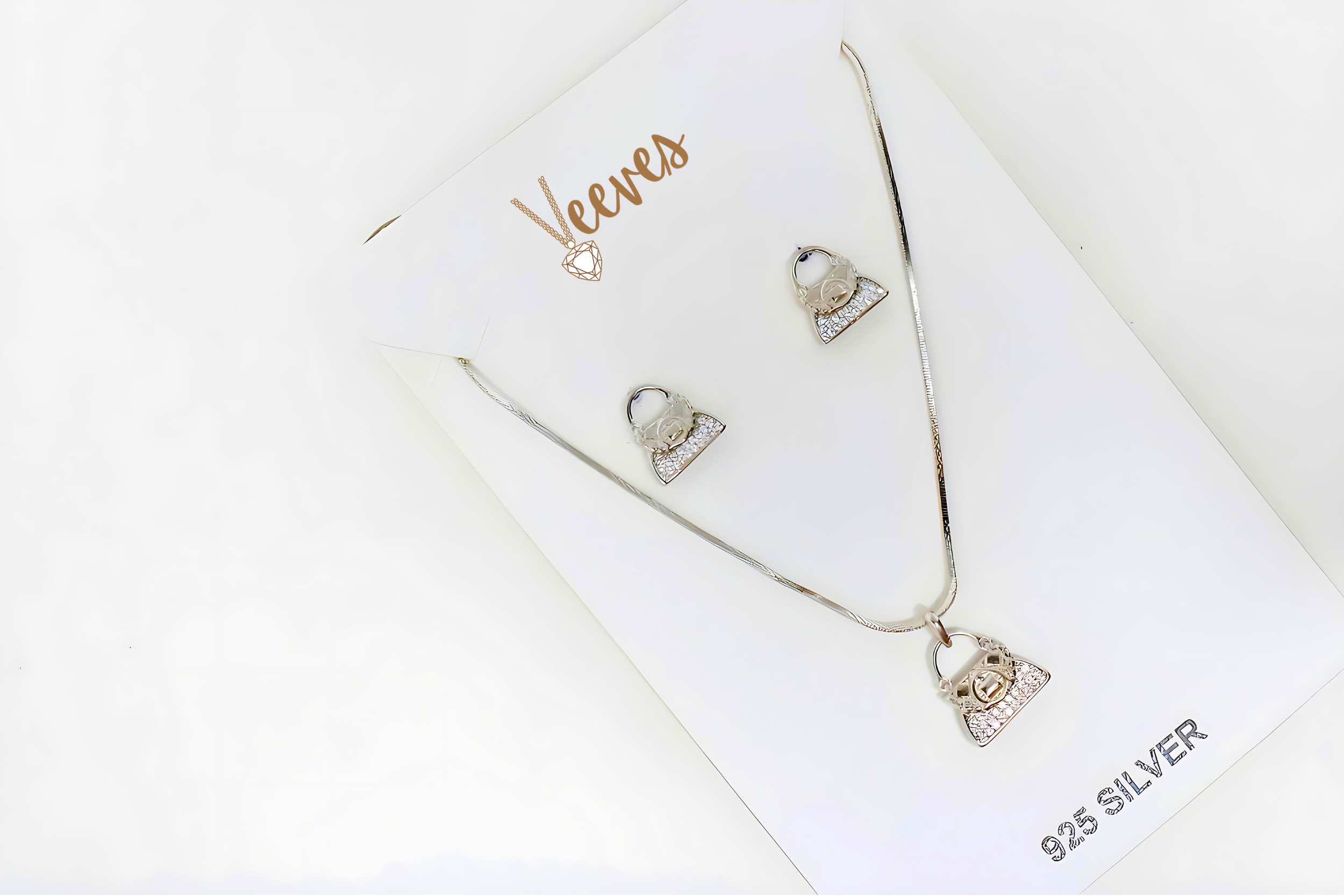 Chic VeeLux Premium Crystal Handbag Pendant and Earring Set