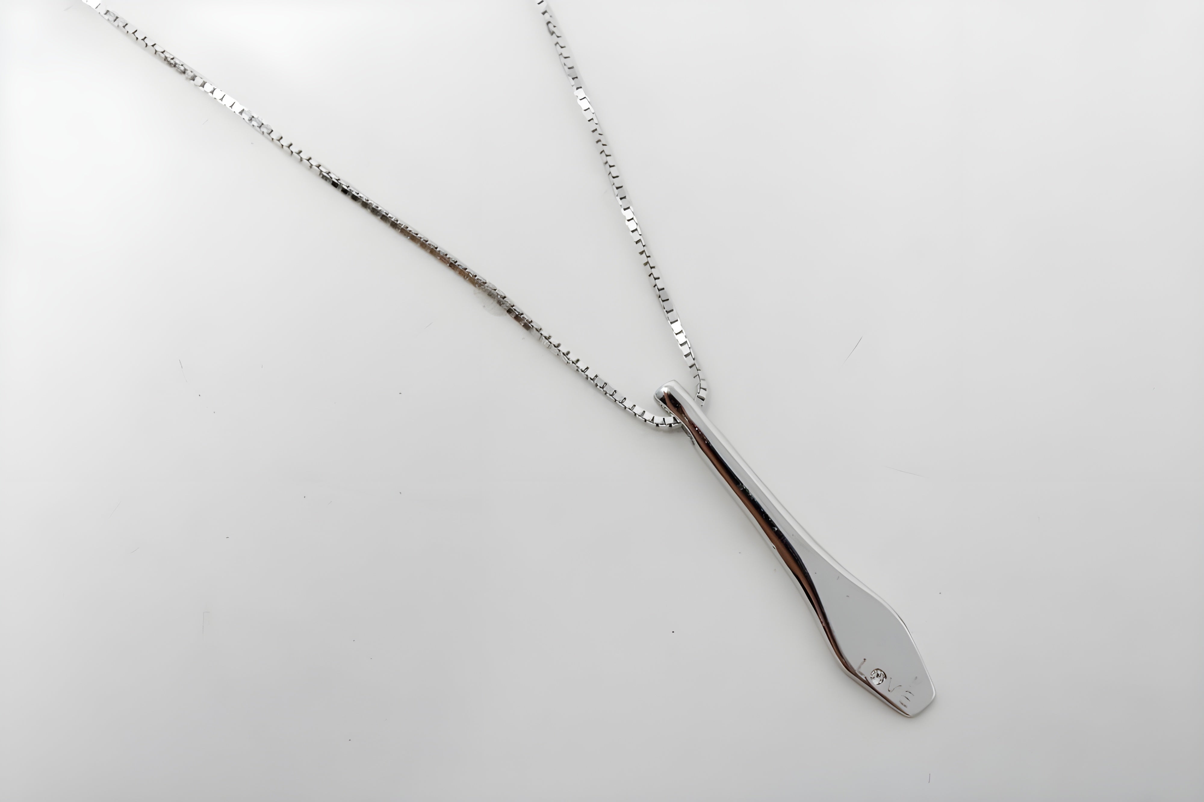 Sleek Silver Love Bar Necklace with Engraving